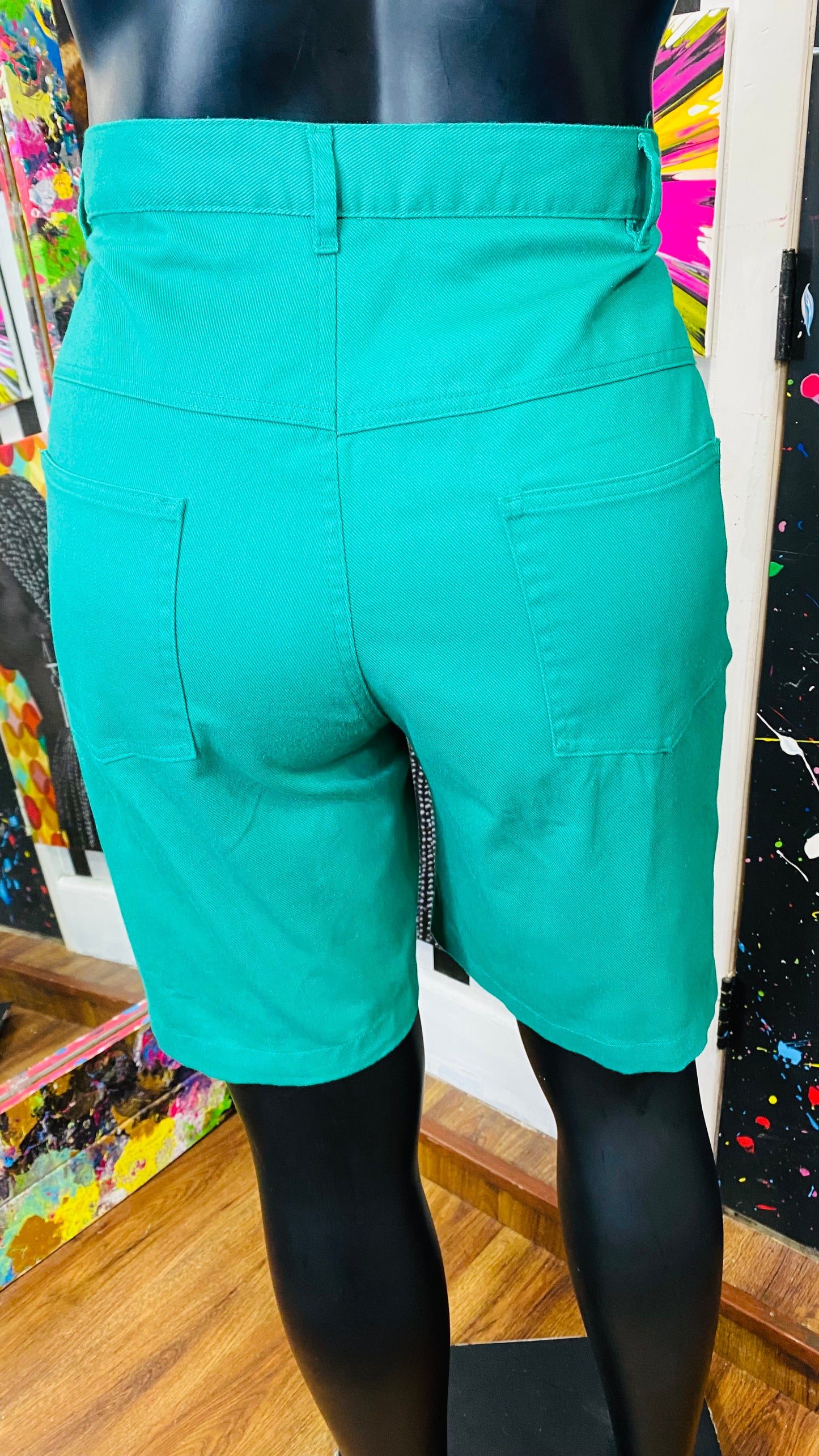 Vintage Teal Green Denim Shorts (22W)