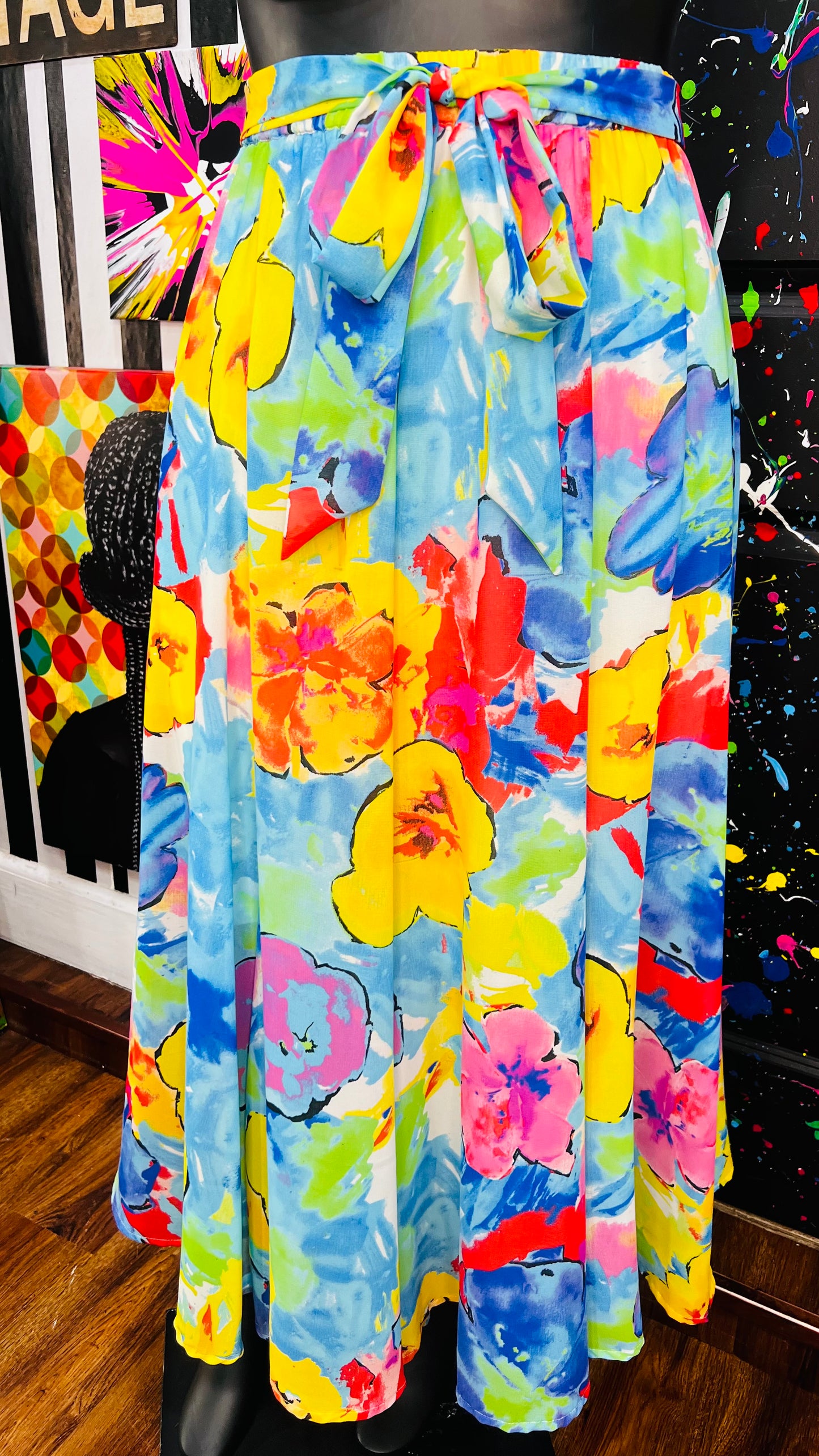 Watercolor Print Skirt (18)