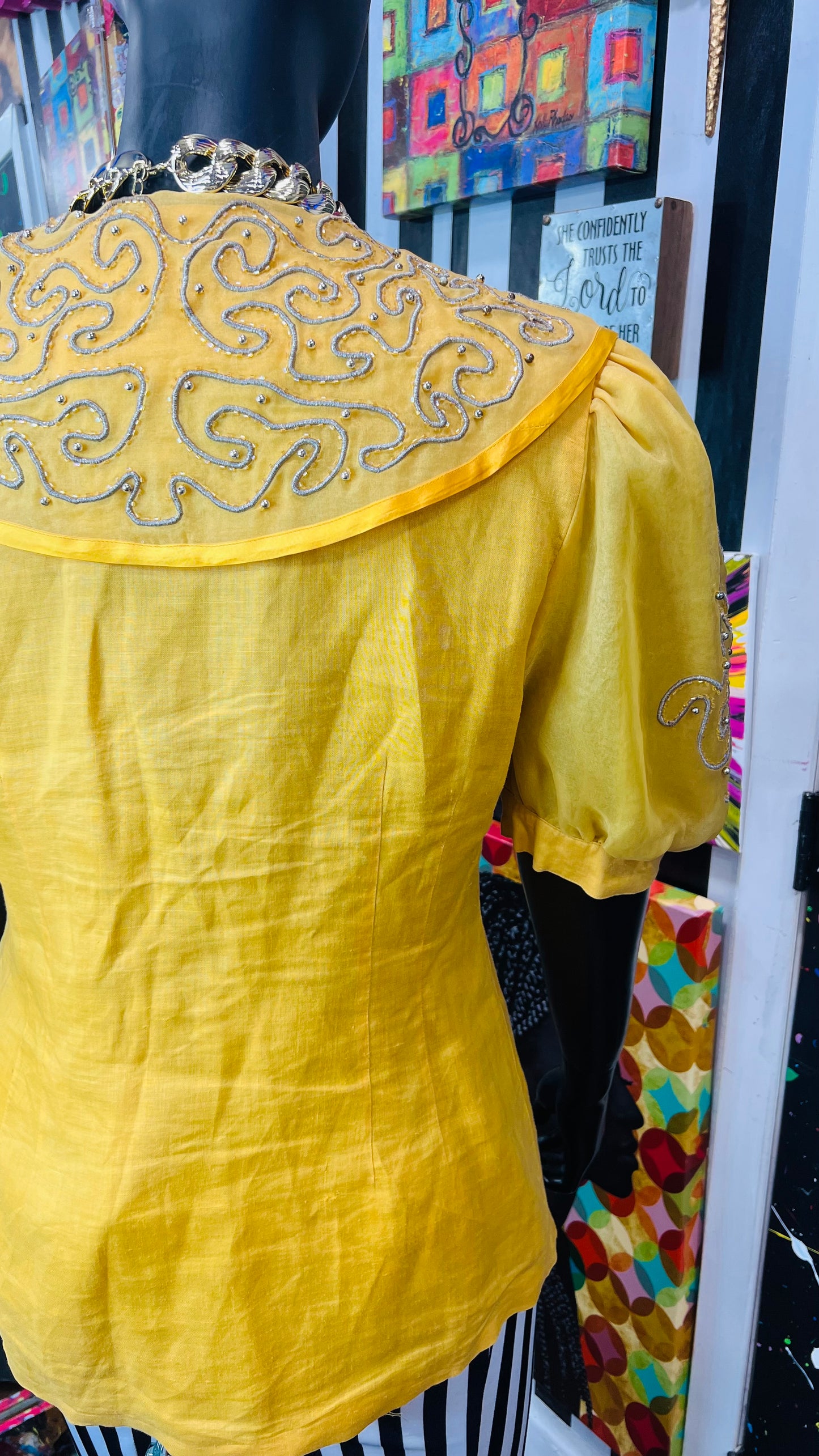 Vintage Yellow & Beaded Blouse (16)