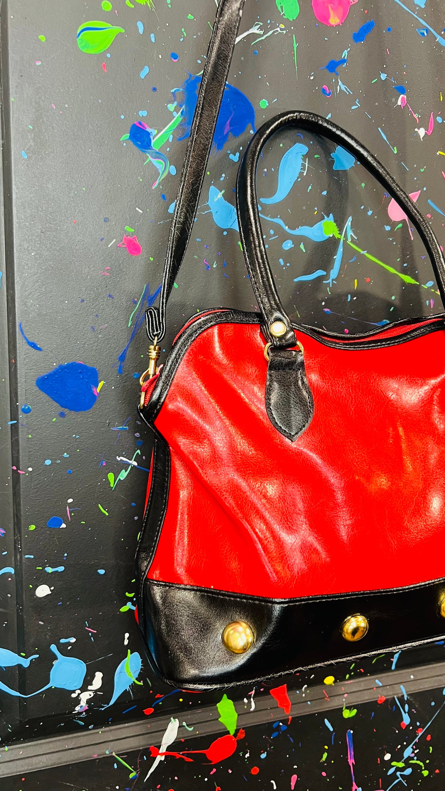 Vintage Black & Red Studded Purse (Deadstock/ New w/tags)