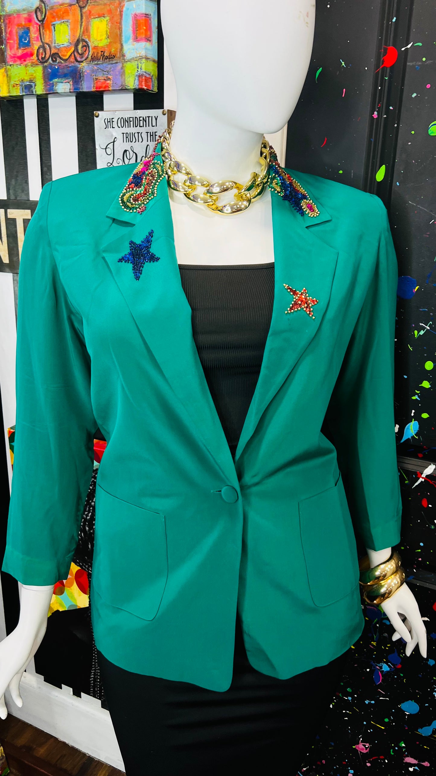 Vintage 100% Silk IB Diffusion Sequin Blazer (14)