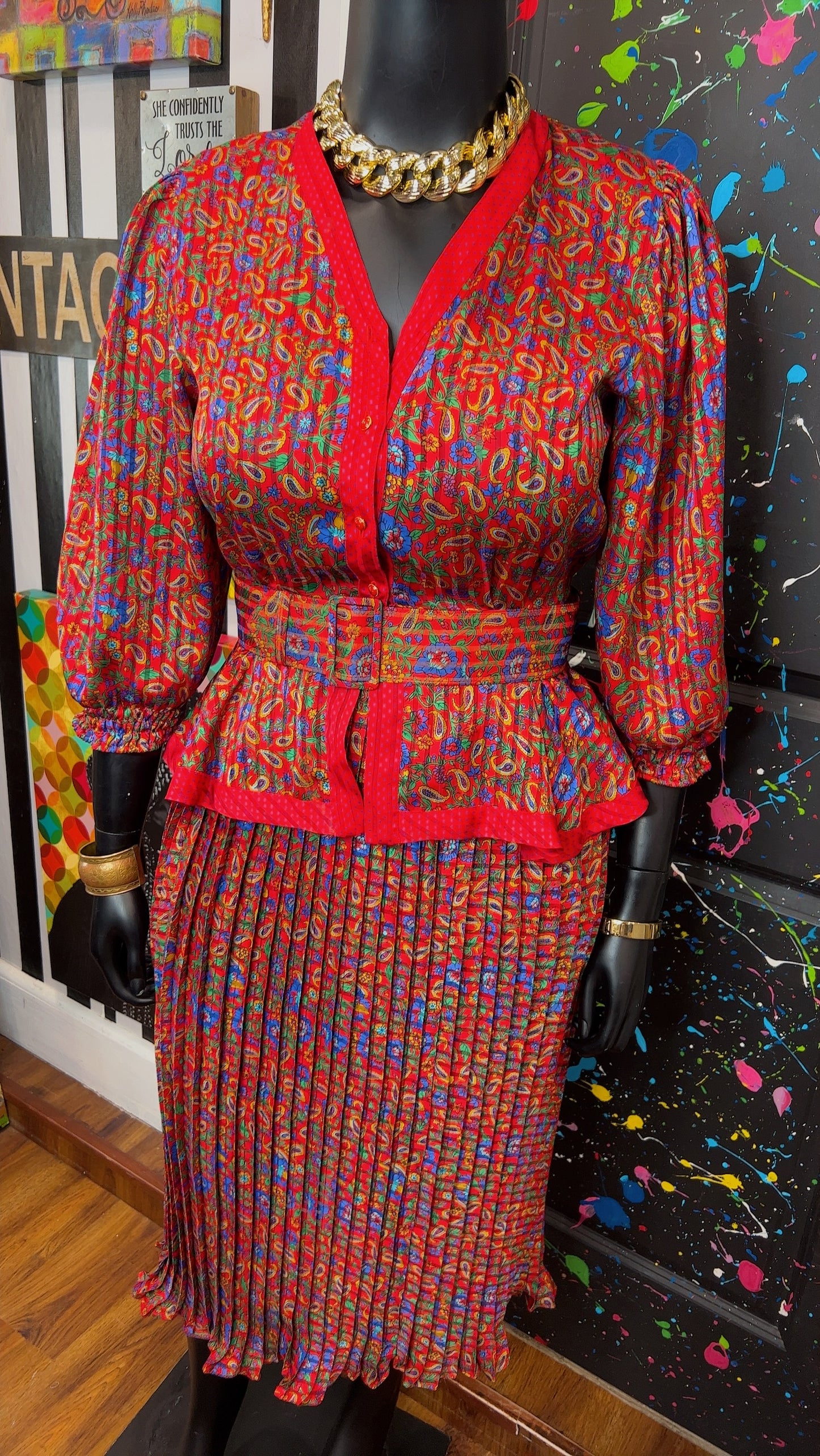 Vintage Diane Freis Skirt Set w/ Belt (14)
