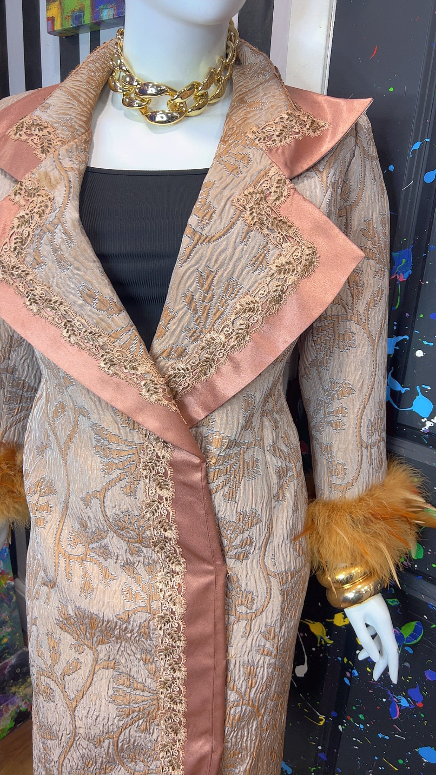 Vintage Long Statement Couture Blazer w/ Faux Fur (16)