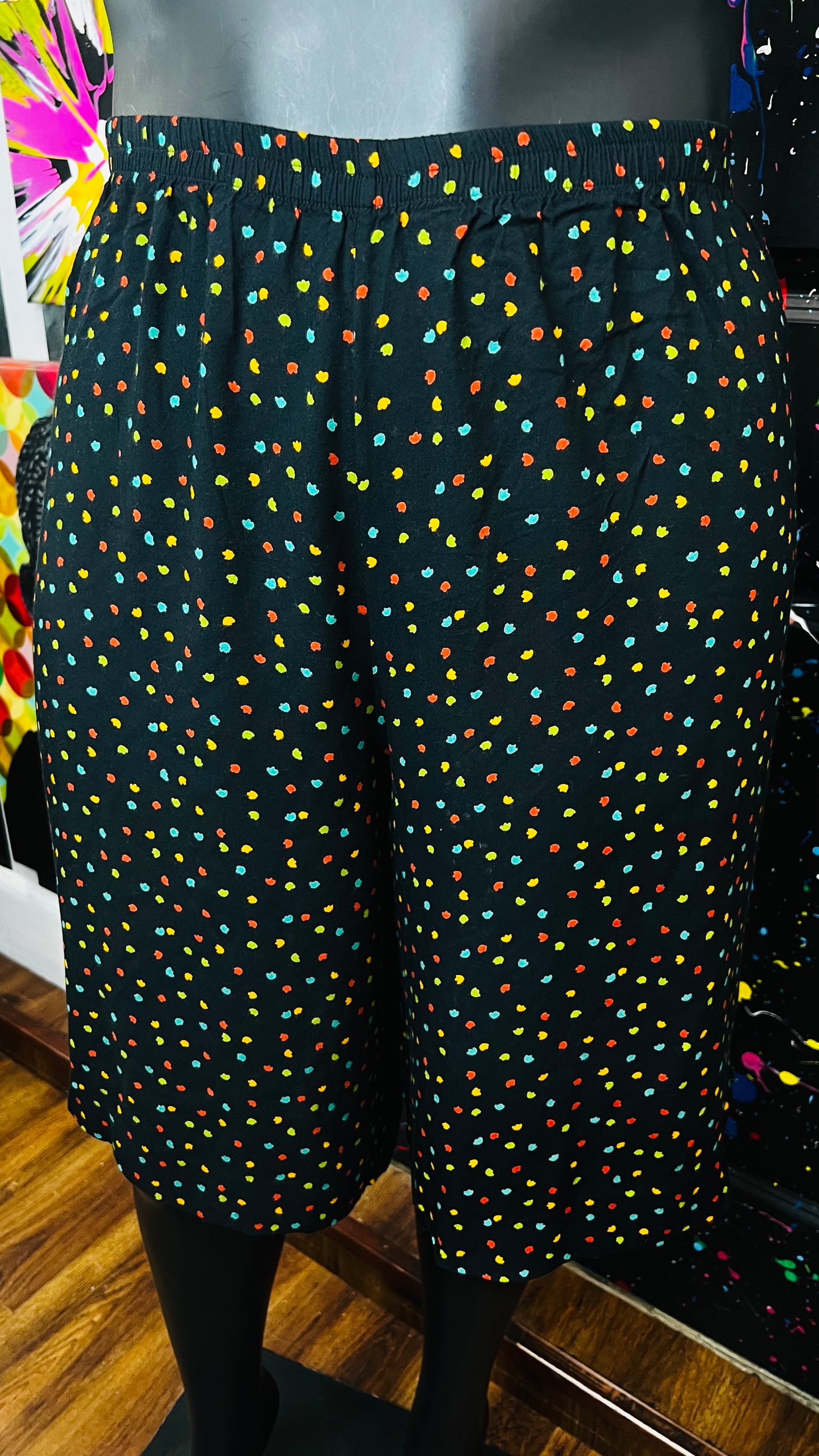 Vintage Rayon Color block Speckle Shorts (24)