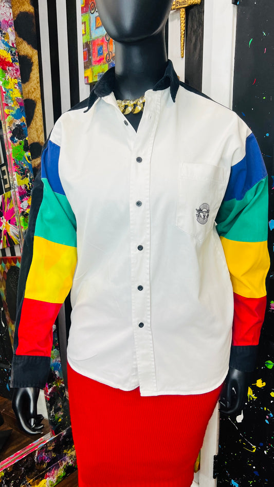 Vintage Western Color Block Blouse (14)