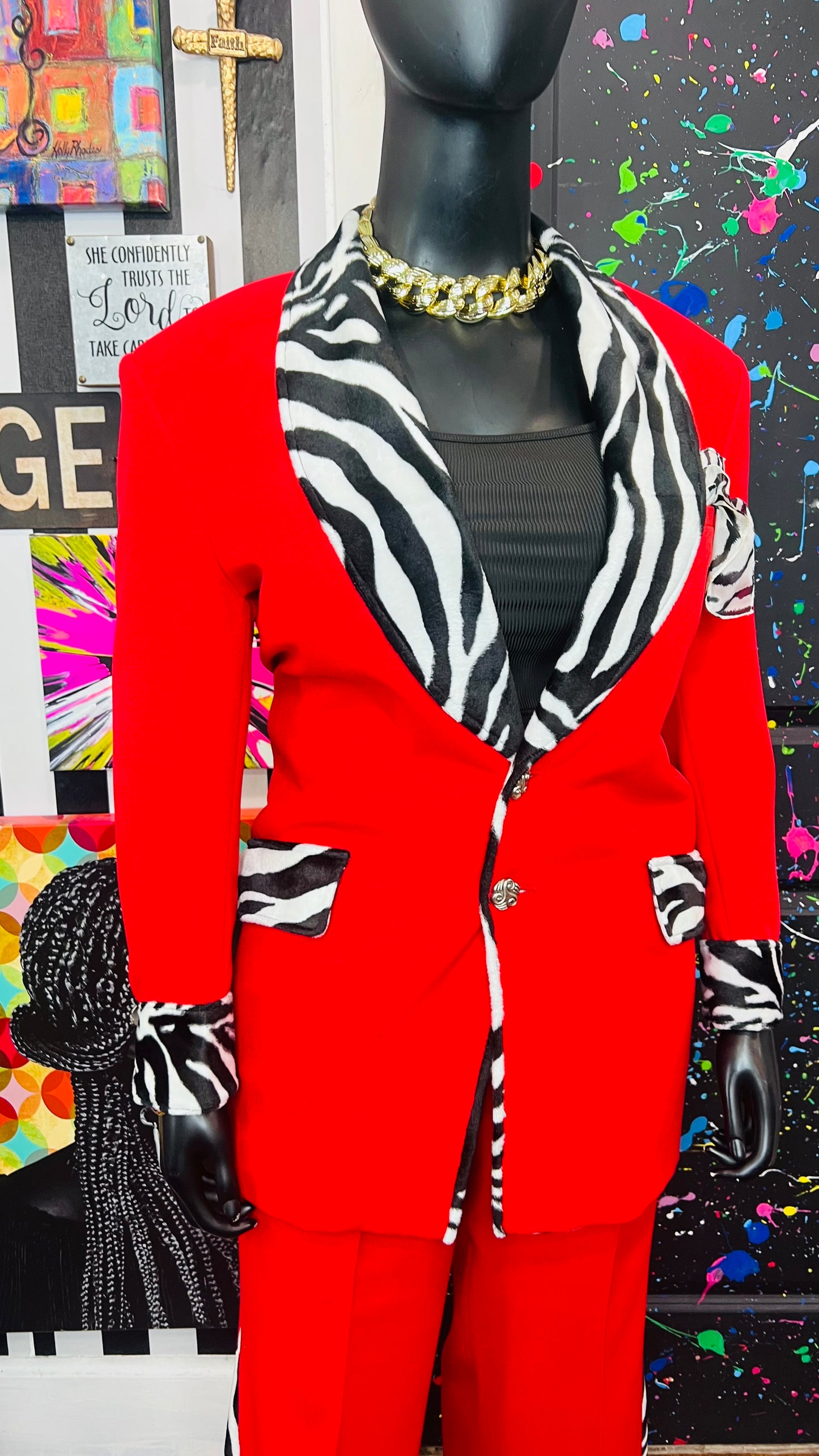 Red & Zebra Pants Suit (16)