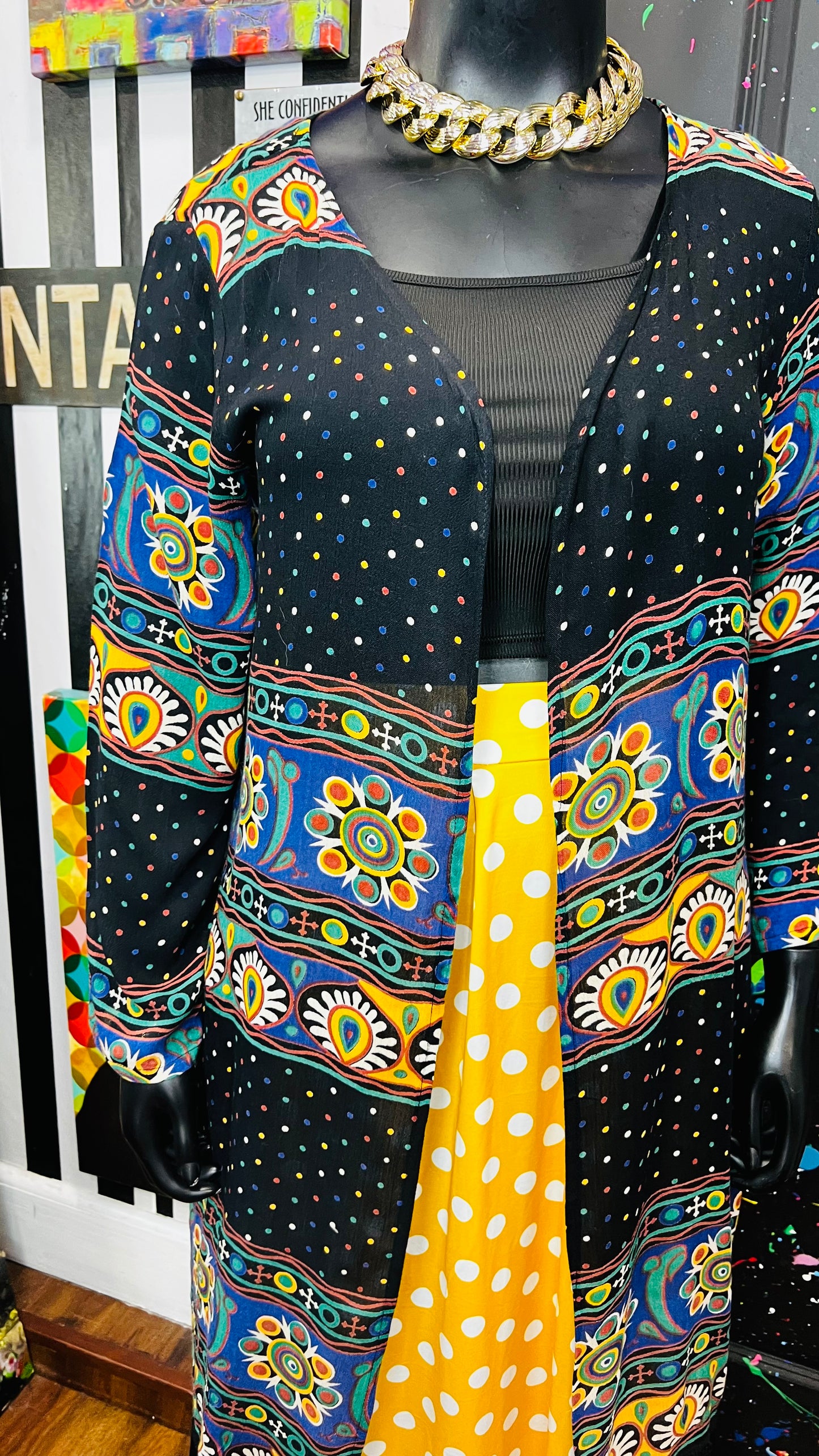 Vintage Abstract Mix Print Duster (12/14)