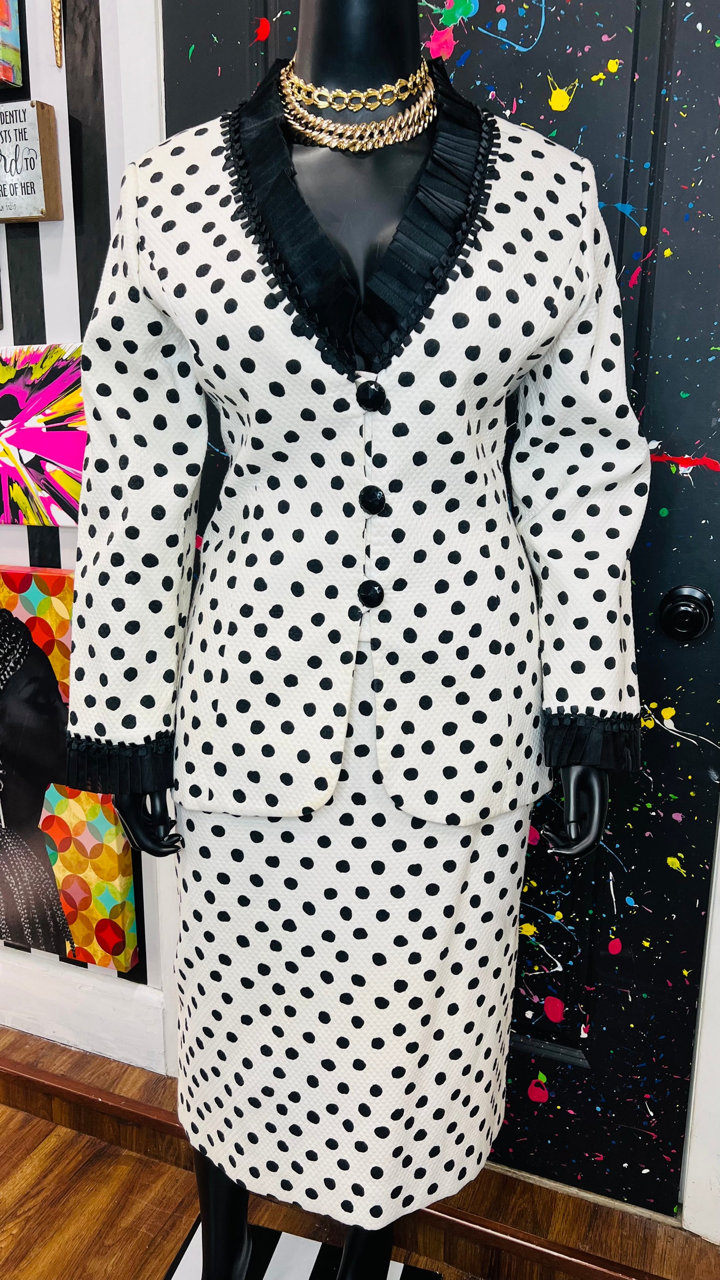 Vintage Lily & Taylor Polka Quilted Dot Suit (18)