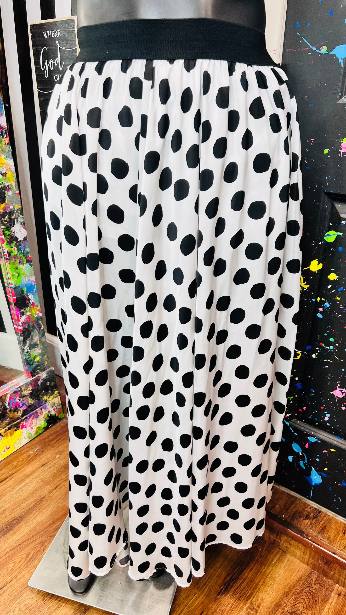 Ashley Stewart Polka Dot Black & White Skirt (14/16)
