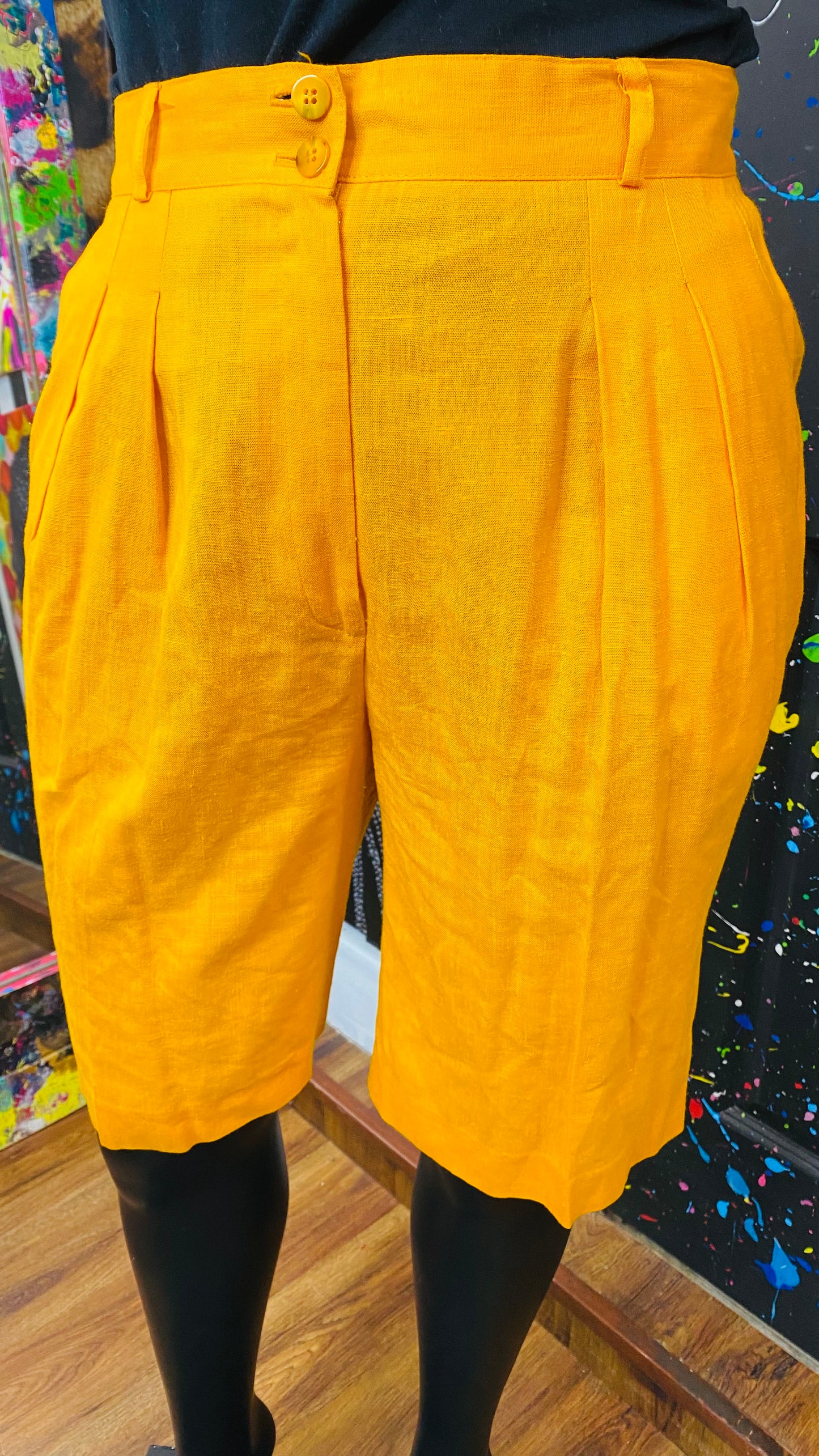 Vintage Yellow, Tan & Black Shorts Set (16)