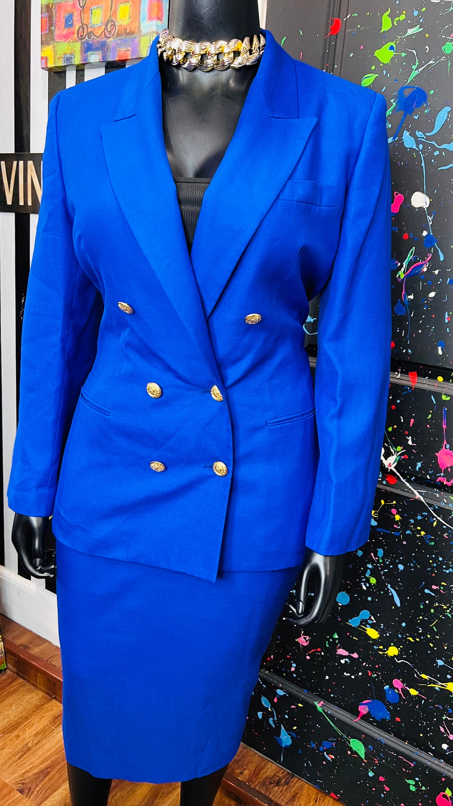 Vintage Cobalt Blue Skirt Suit (16)