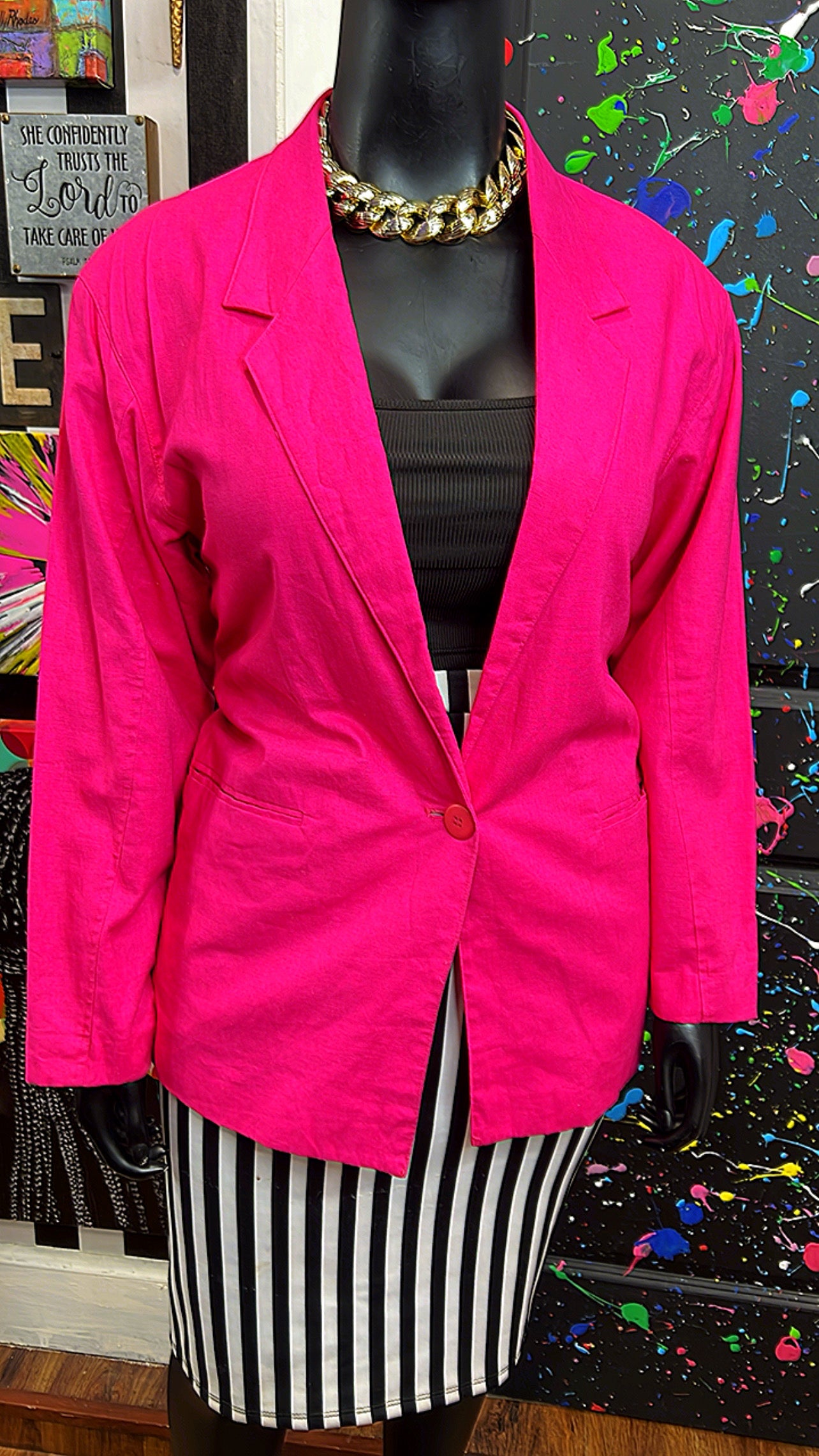 Vintage Pink Solid Blazer (16)