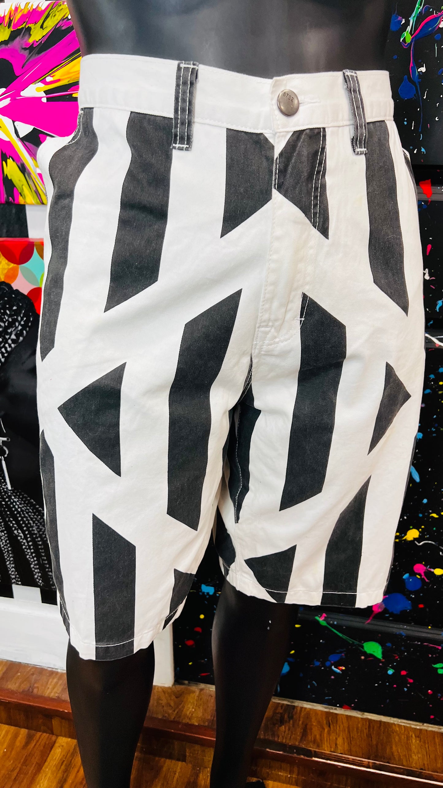 Vintage Denim Black & White Shorts (16)