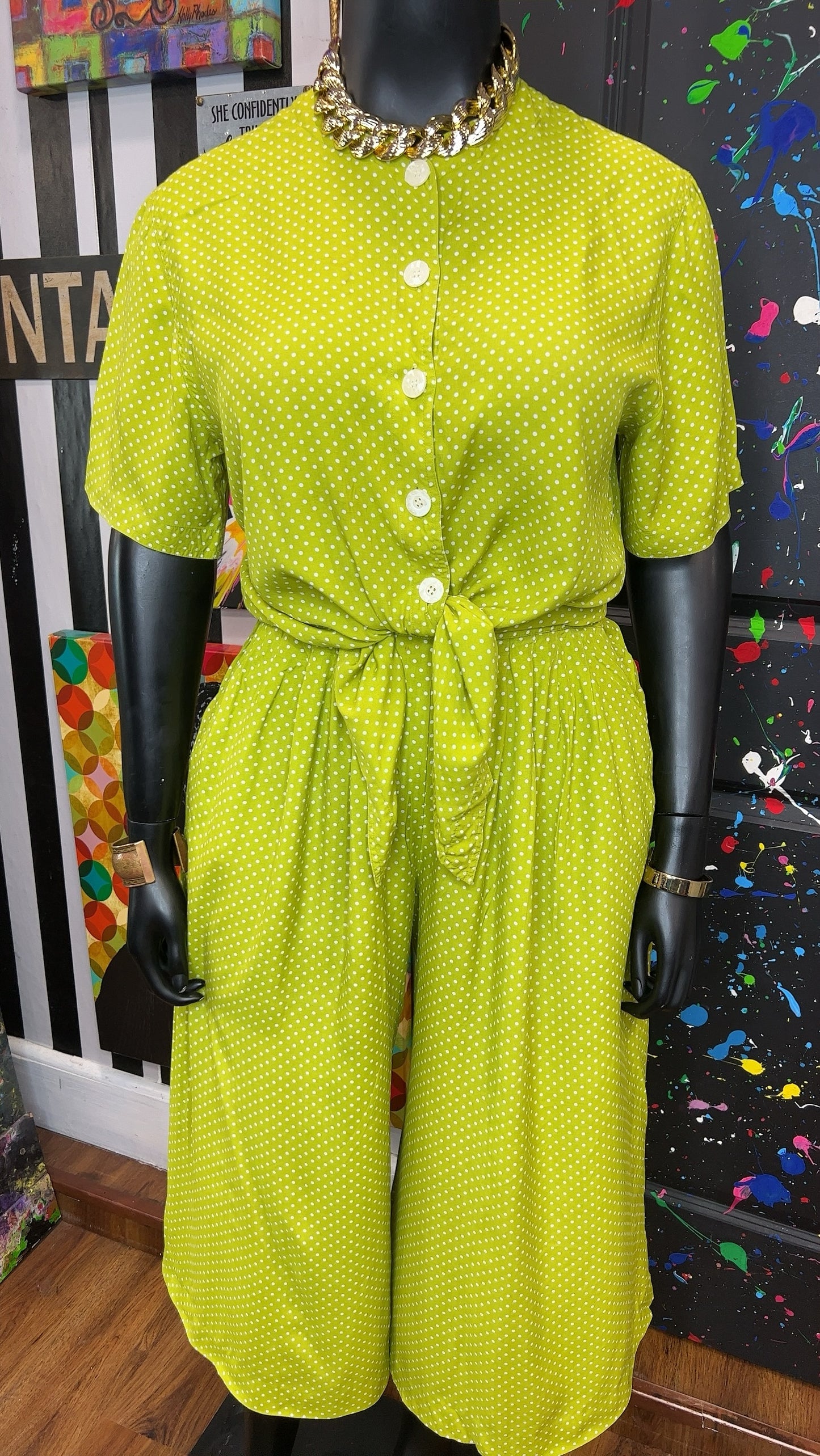 Vintage Green & White Polka Gaulcho Set (14)