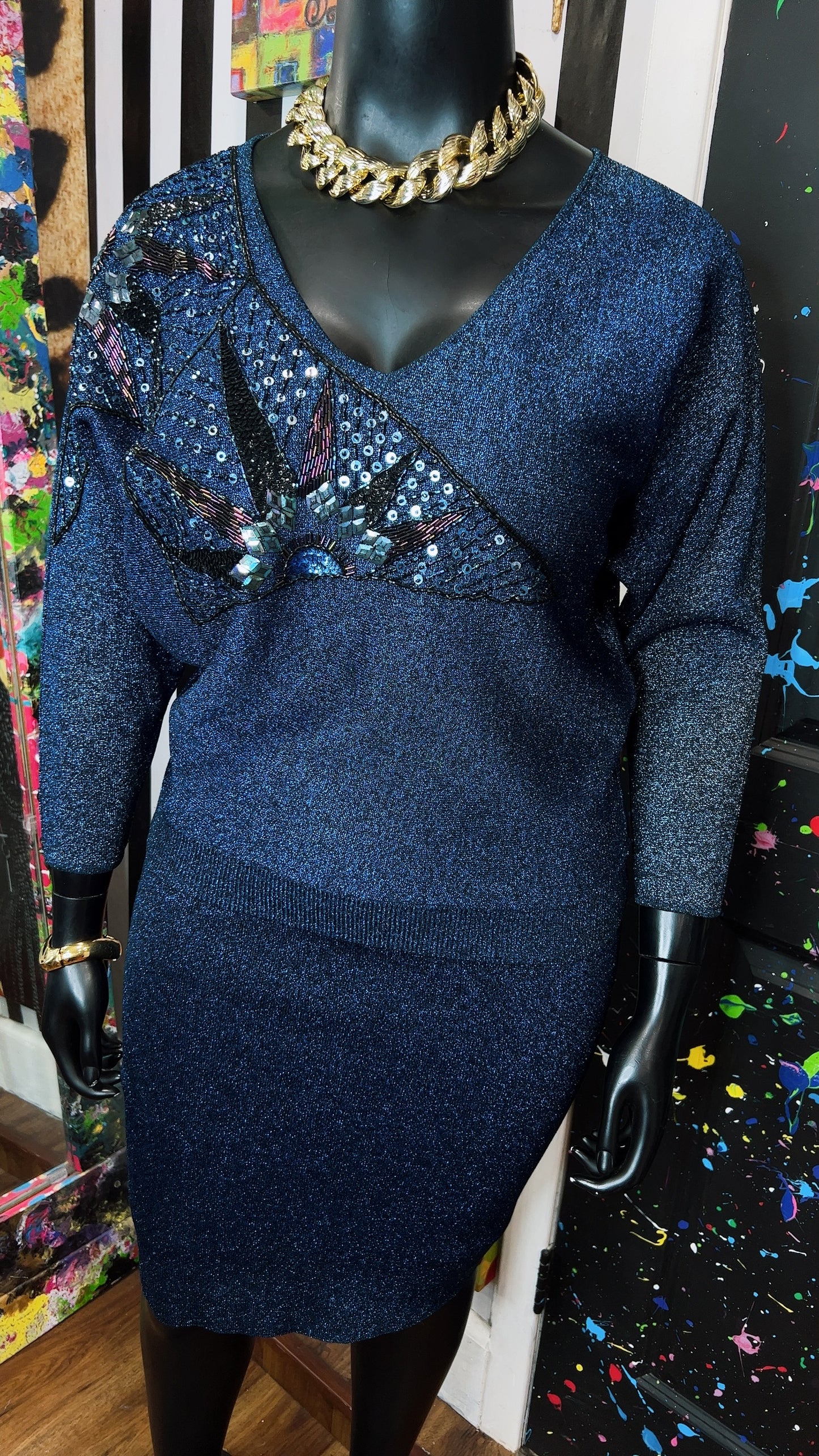 Vintage 80’s Electric Blue Skirt Set (14/16)