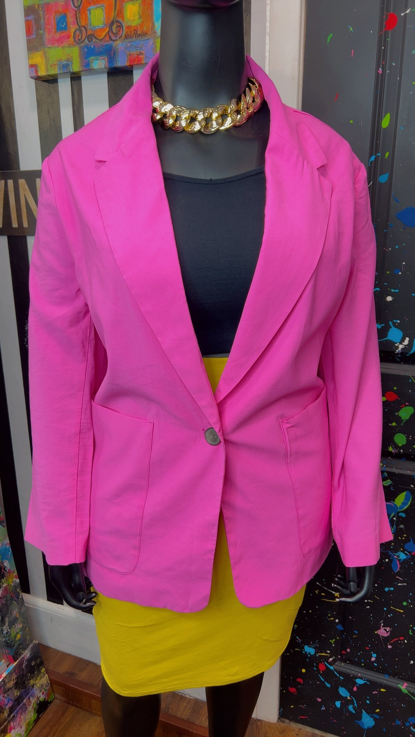 Vintage Inspired Pink Oversized Blazer (24)