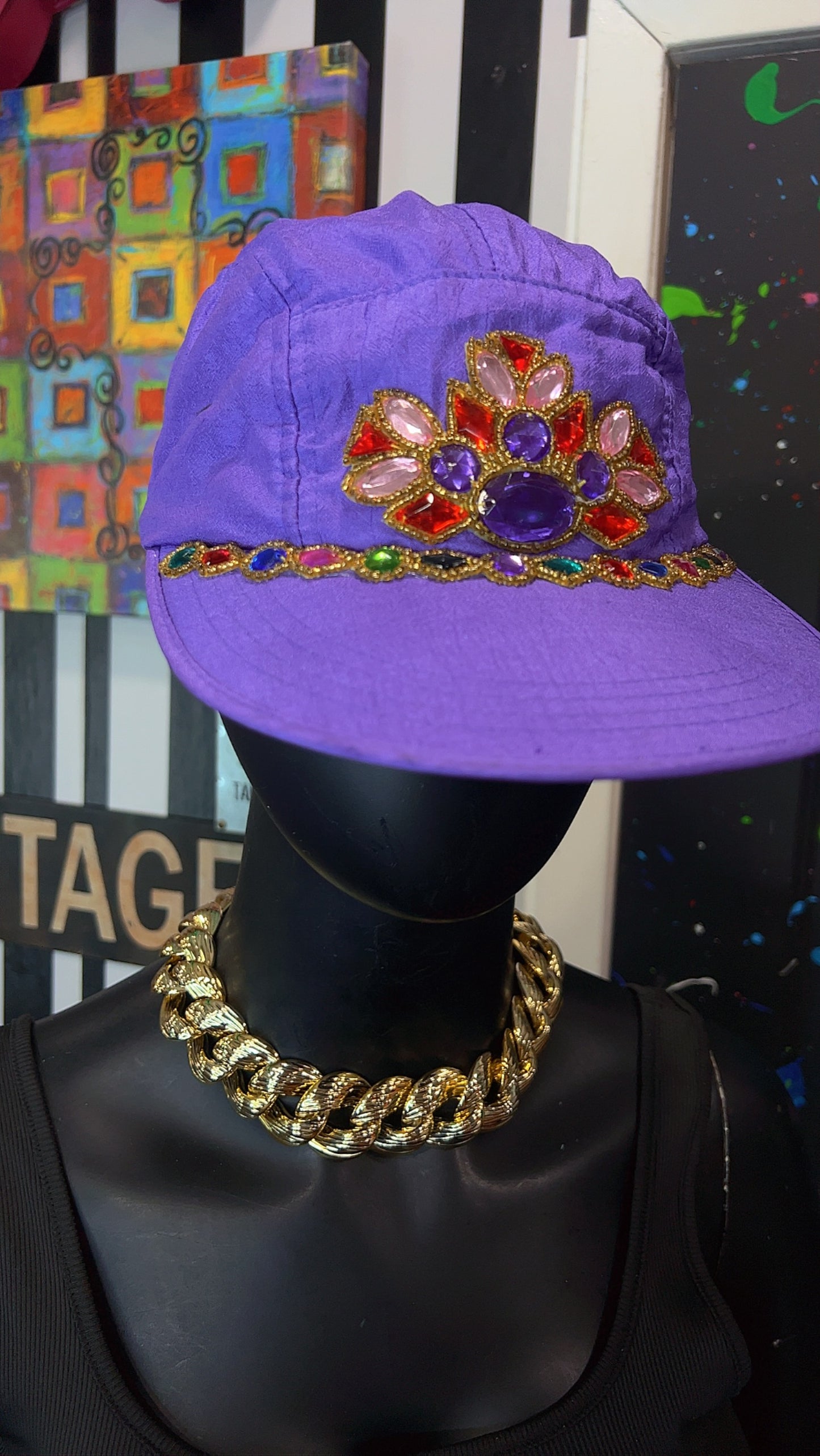 Vintage Purple Jeweled Ball Cap
