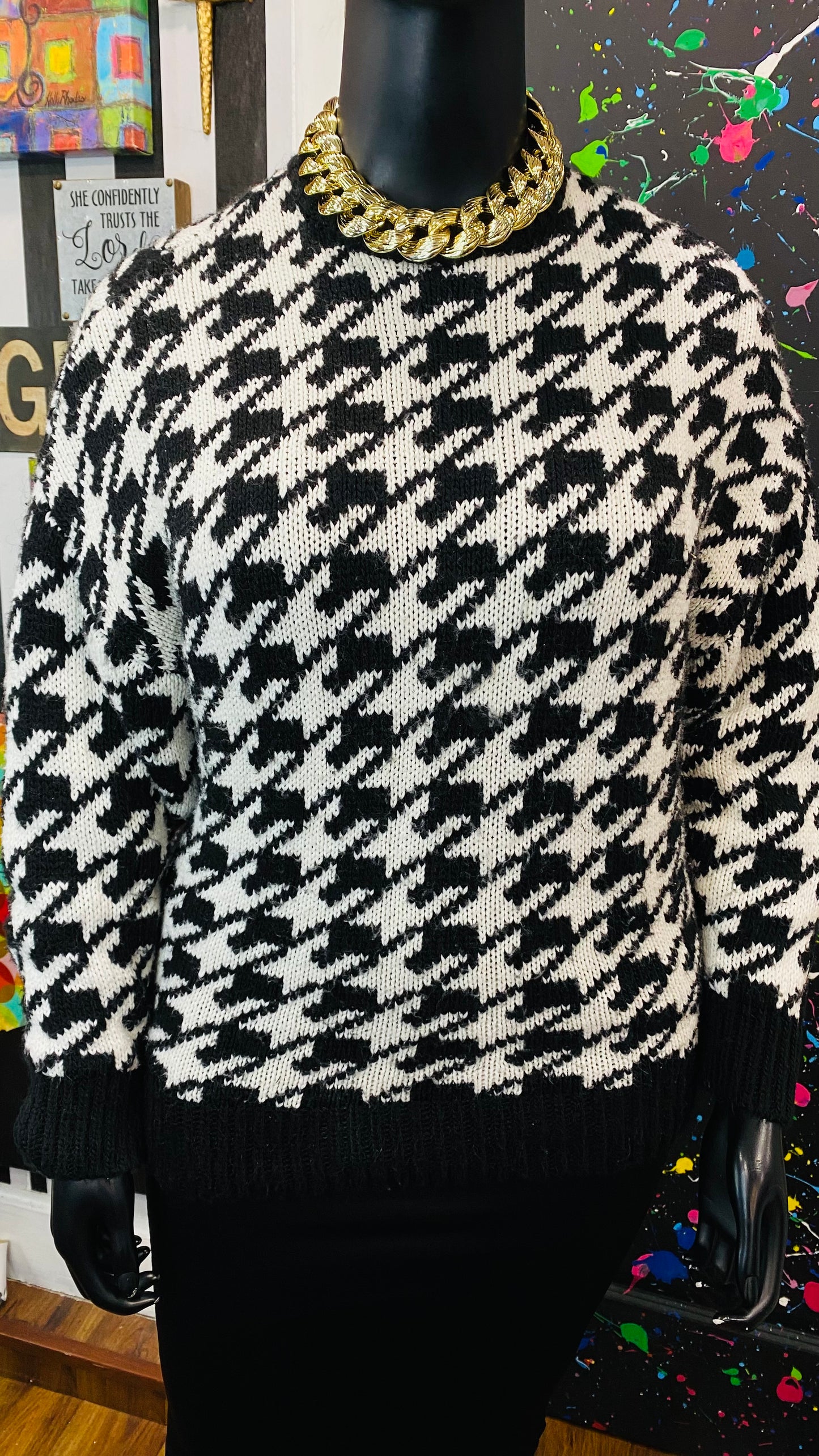 Zara Black & White Houndstooth Sweater (18/20)