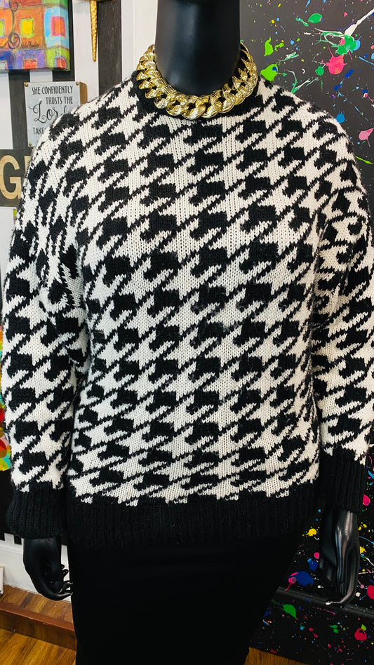 Zara Black & White Houndstooth Sweater (18/20)