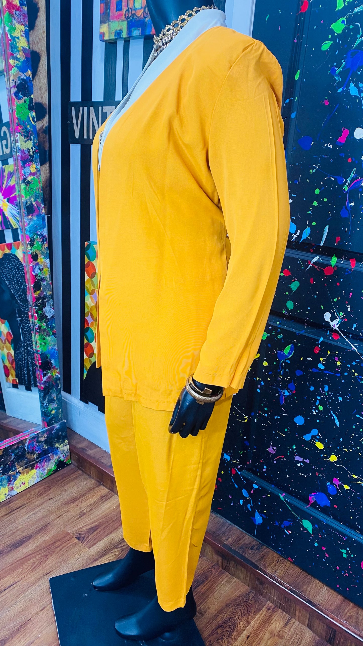 Vintage Mustard & Beige Pants Set (14)
