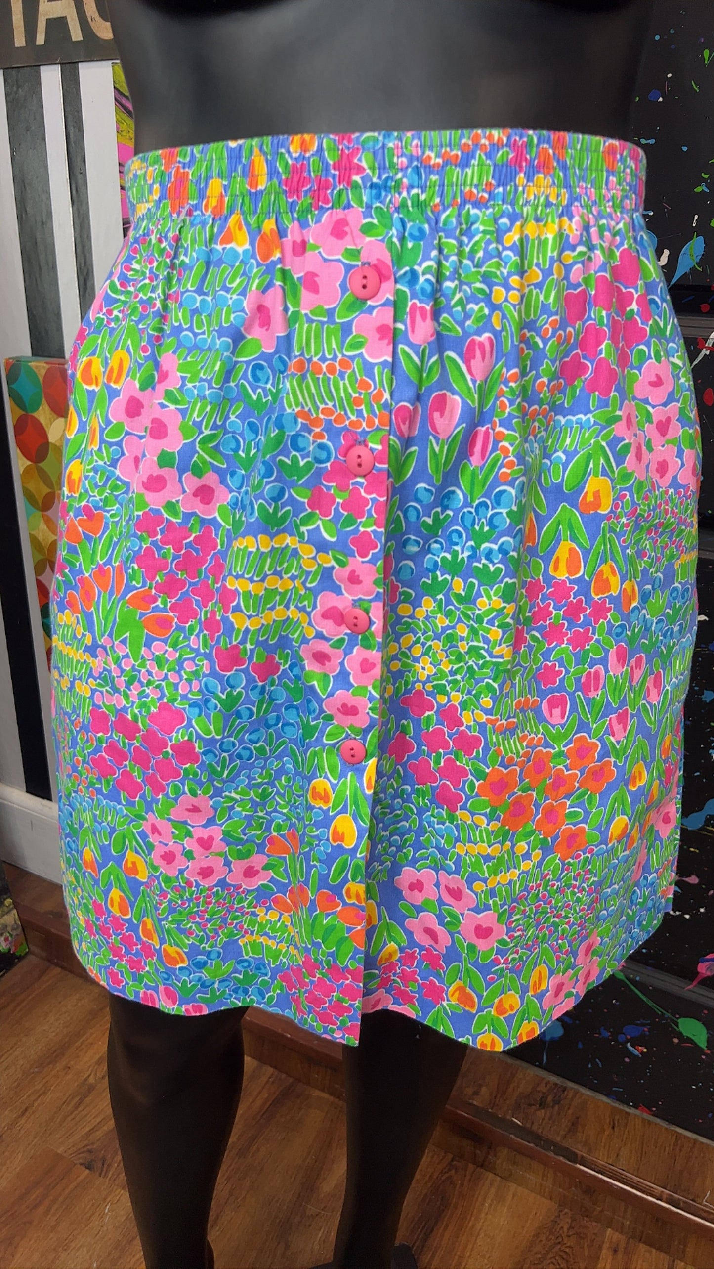 Vintage Floral Button Down Front SKORT (14/16)