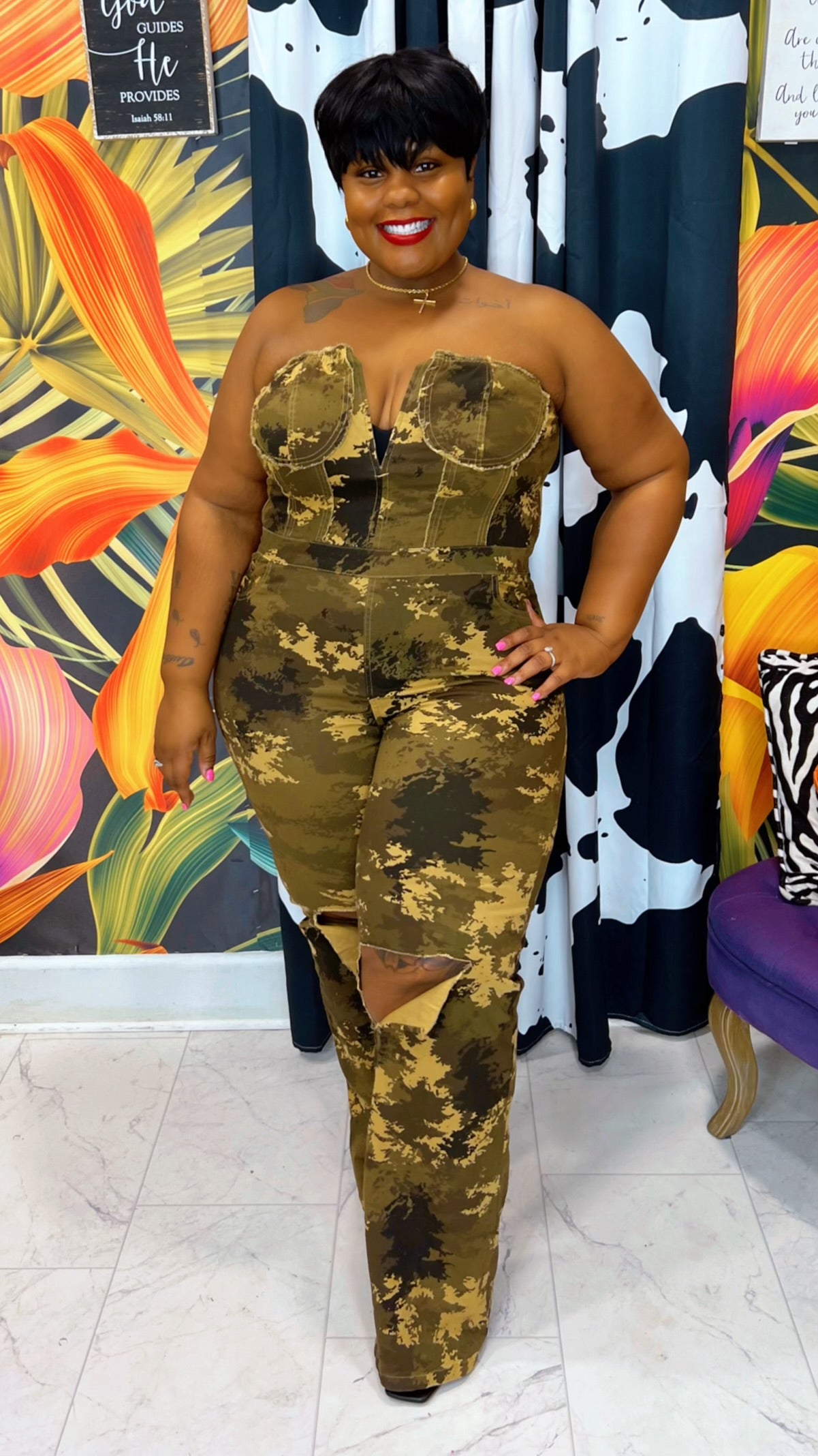 Plus Size Vintage Inspired - Camo Cutie Jumpsuit