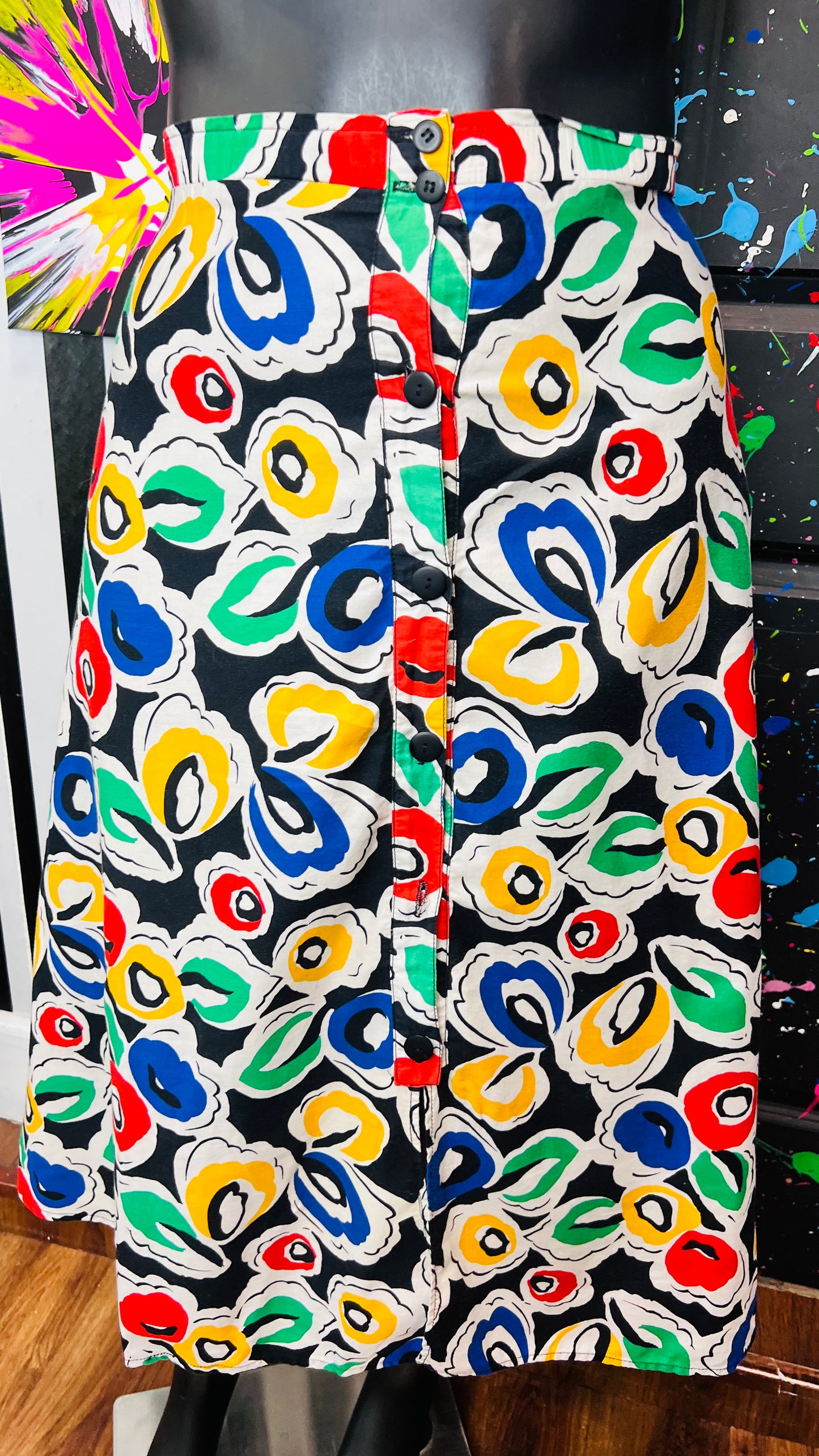 Vintage Color block Abstract Skirt (16)