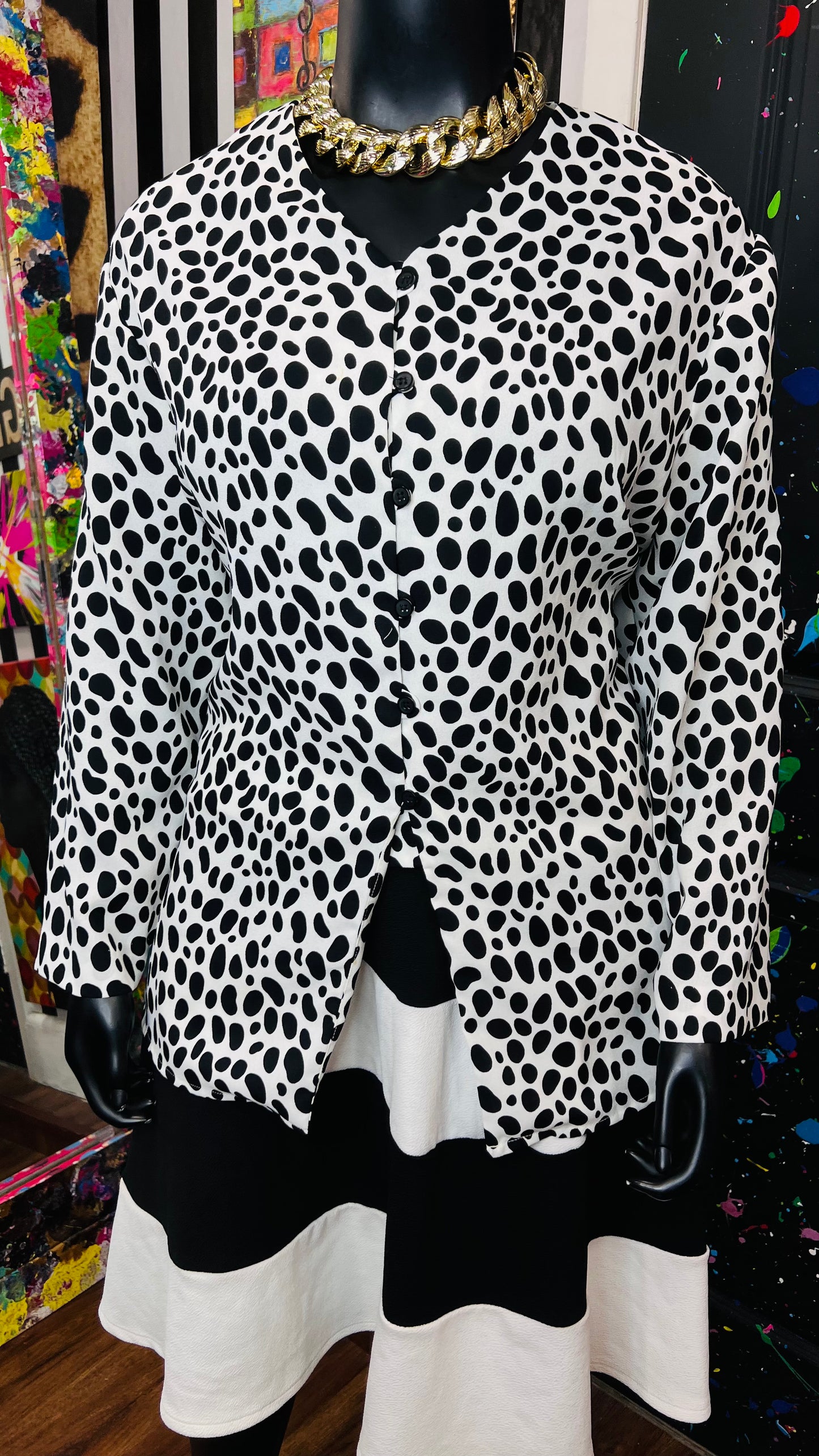 Black & White Animal Print Blouse (24)