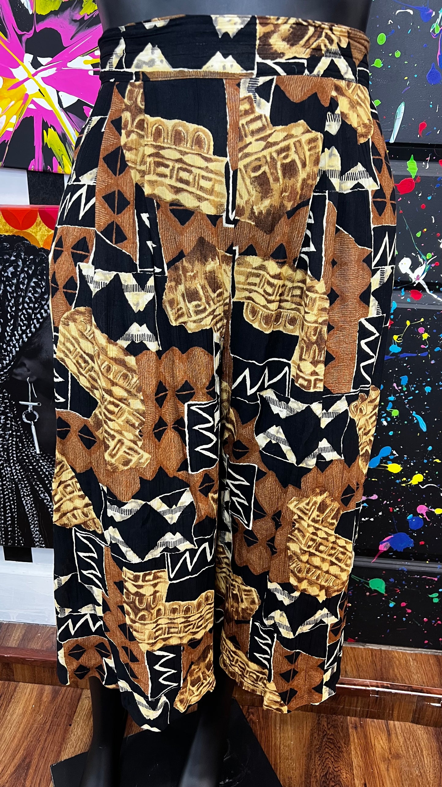 Vintage Tribal Print Wide Leg Culotte/ Gauchos (24)