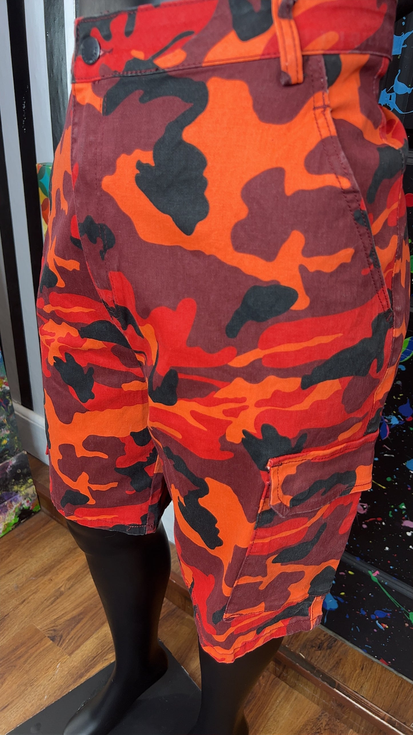 Orange & Red Camo Cargo Shorts - Has Stretch (18)