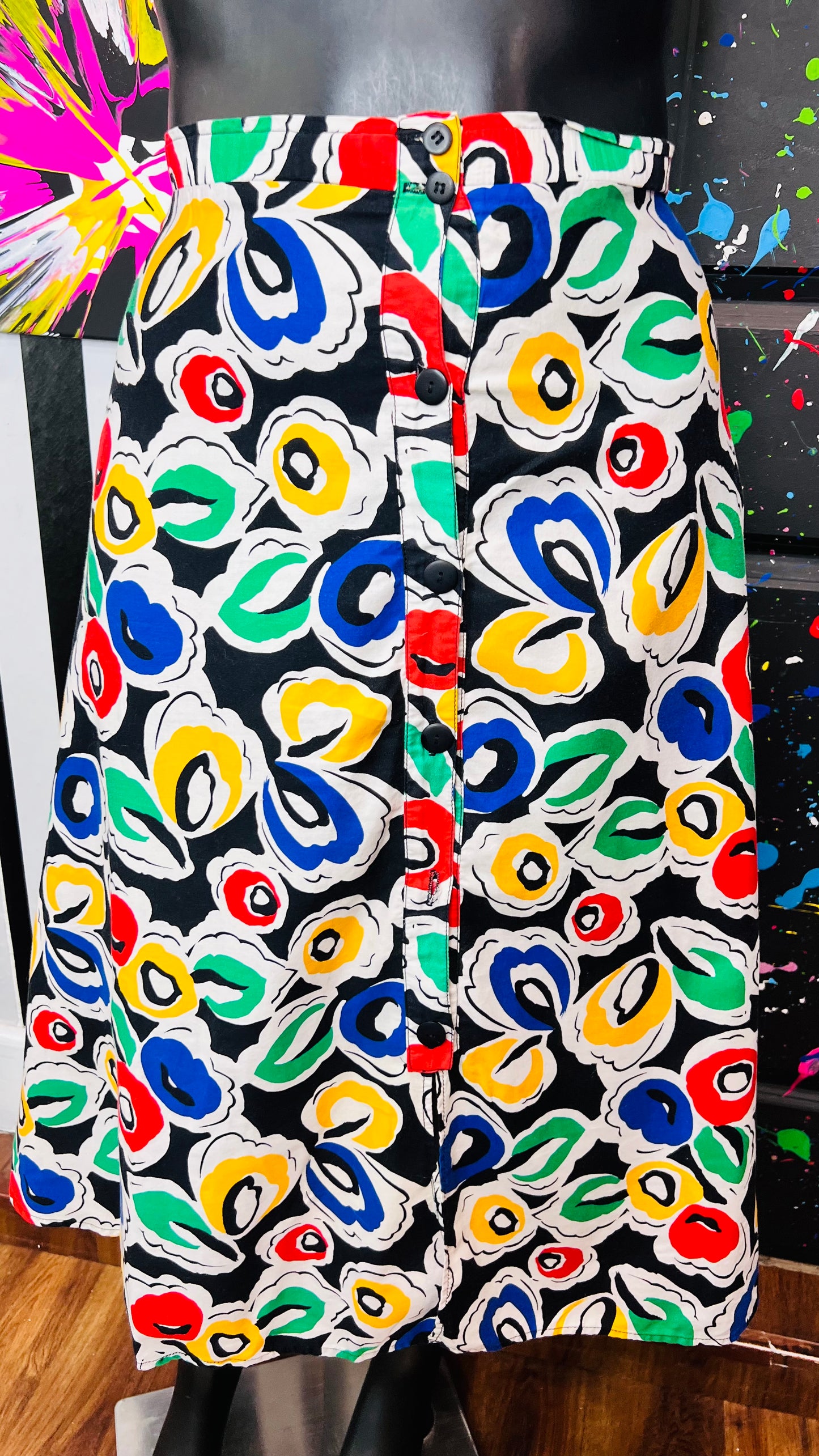 Vintage Color block Abstract Skirt (16)