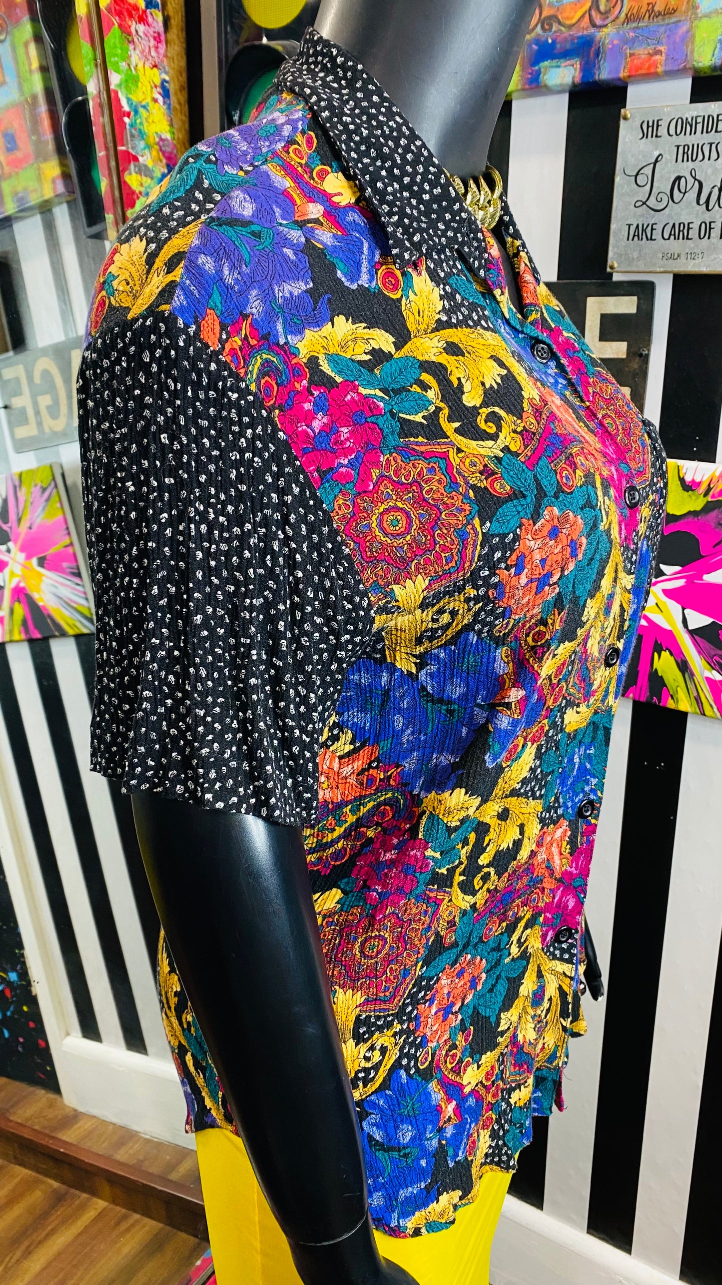 Vintage Rayon Mix Print Blouse (14)