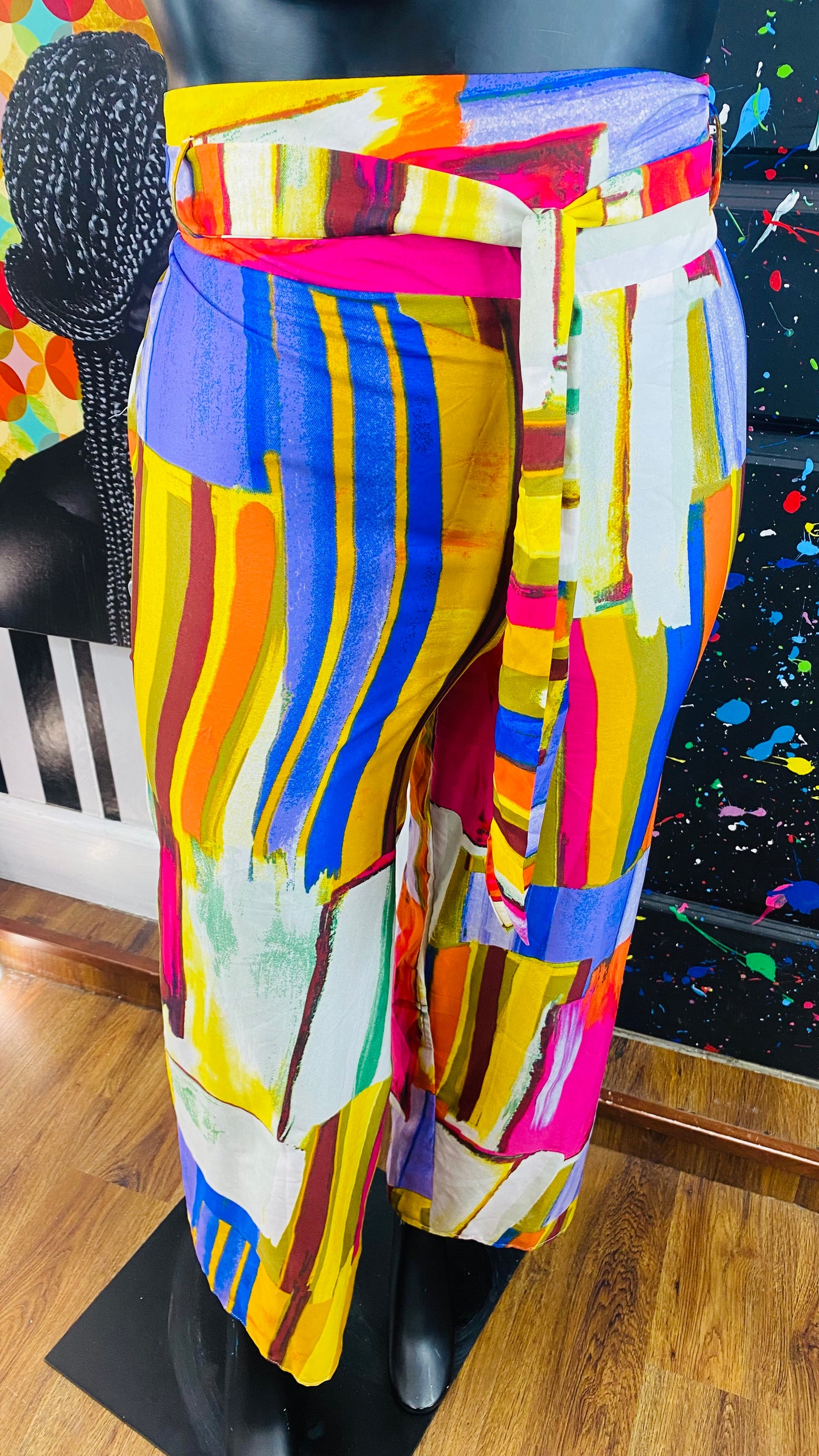 Multi Color Pants w/Belt