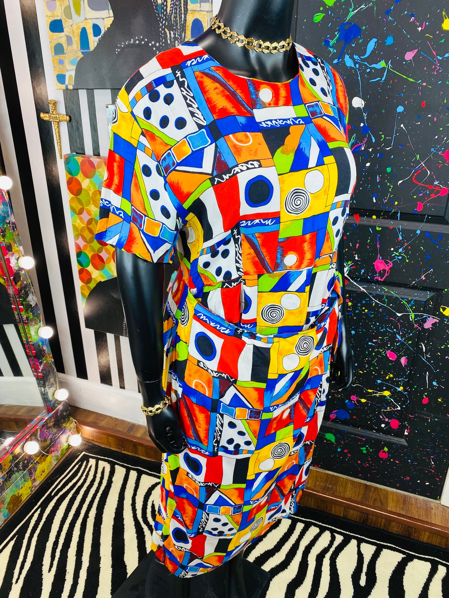 Vintage Multicolored Wraparound Dress