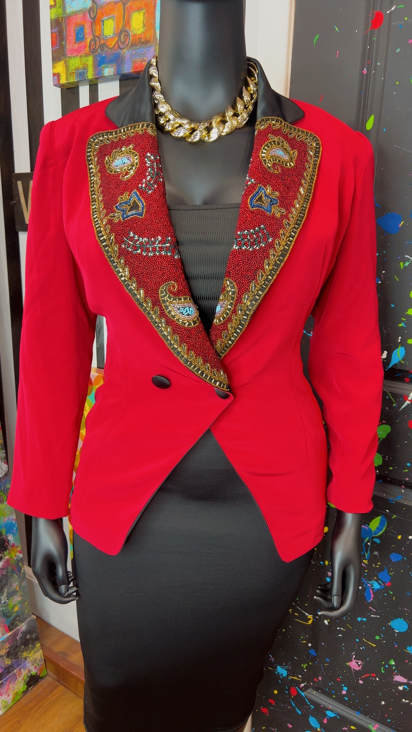 Vintage Fabrice Silhouette Sequin Blazer (12)