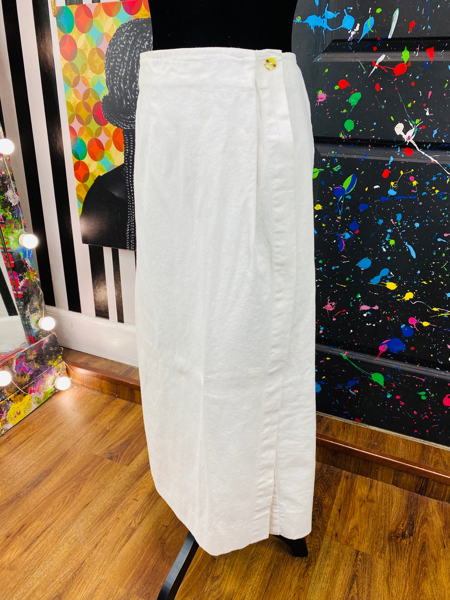 Vintage White Denim Rap Around Skirt