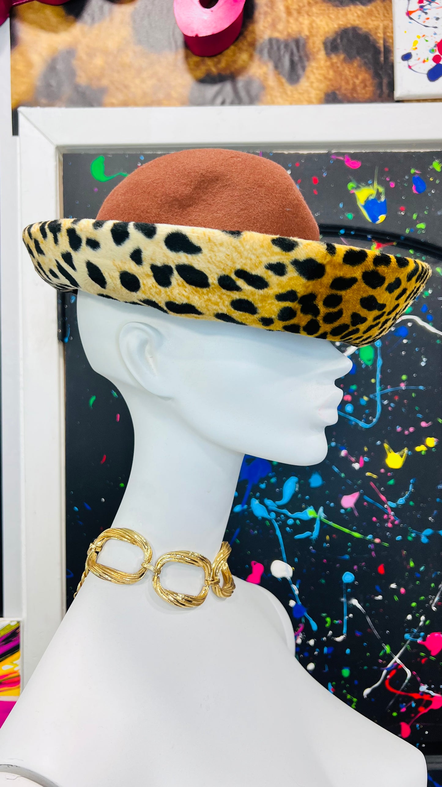 Vintage Wool & Animal Print Dead Stock Wool Hat