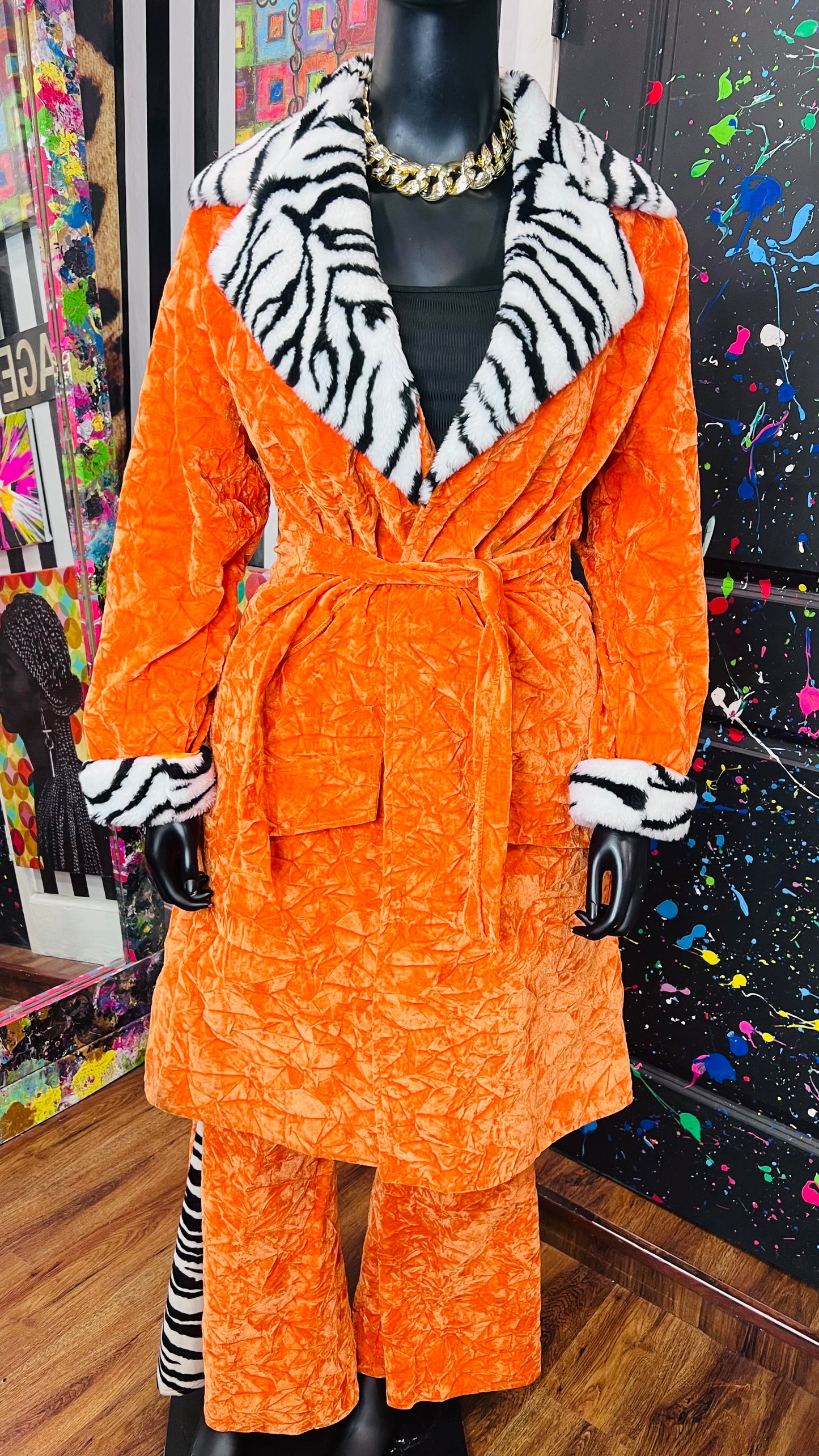 Orange & Zebra Bell Bottom Pants Suit (14)