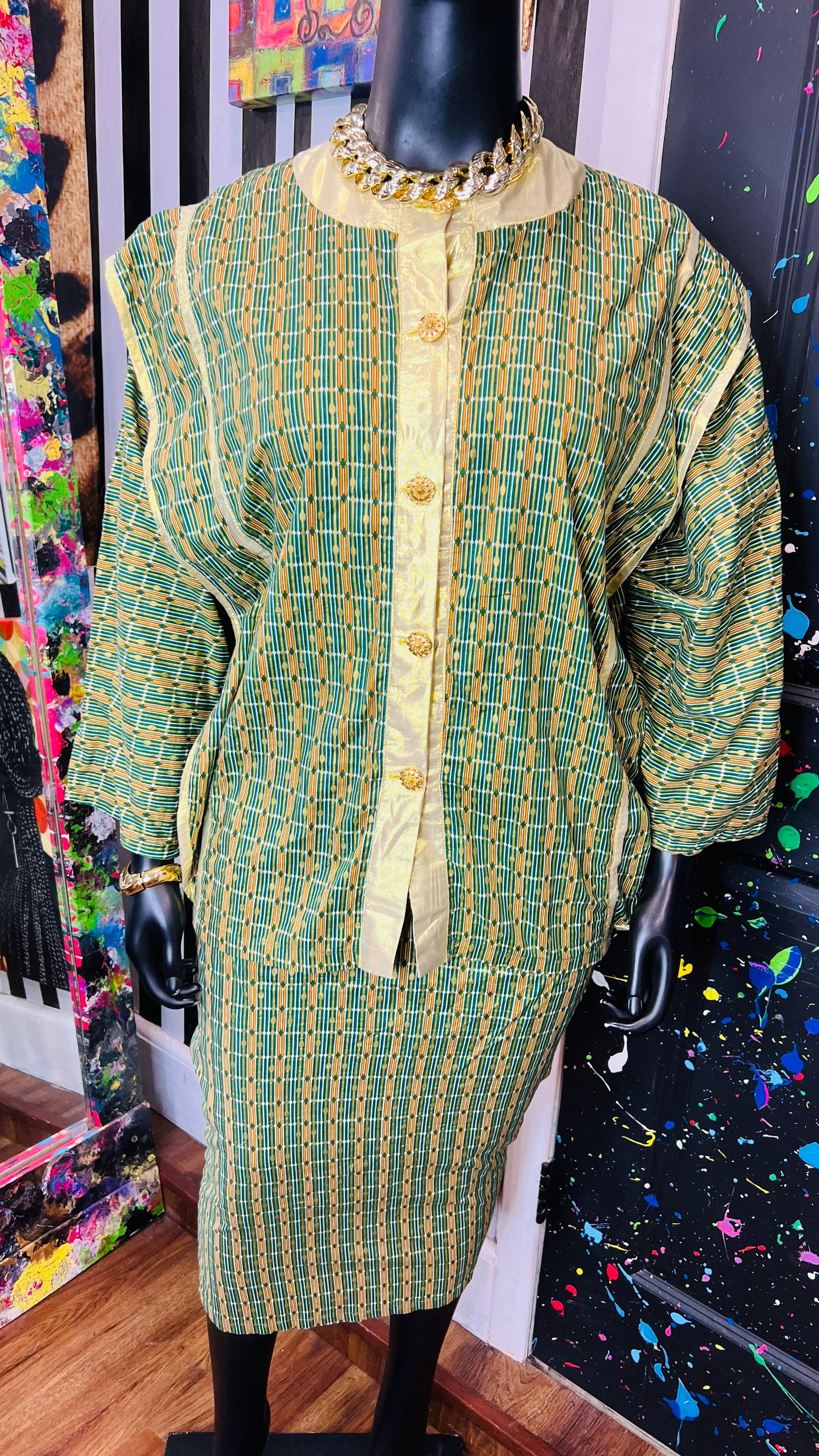 Vintage Authentic African Skirt Set (OS)