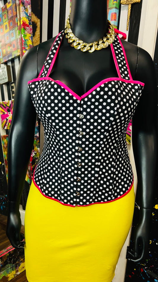 Black & White Polka Dot Bustier (OS)