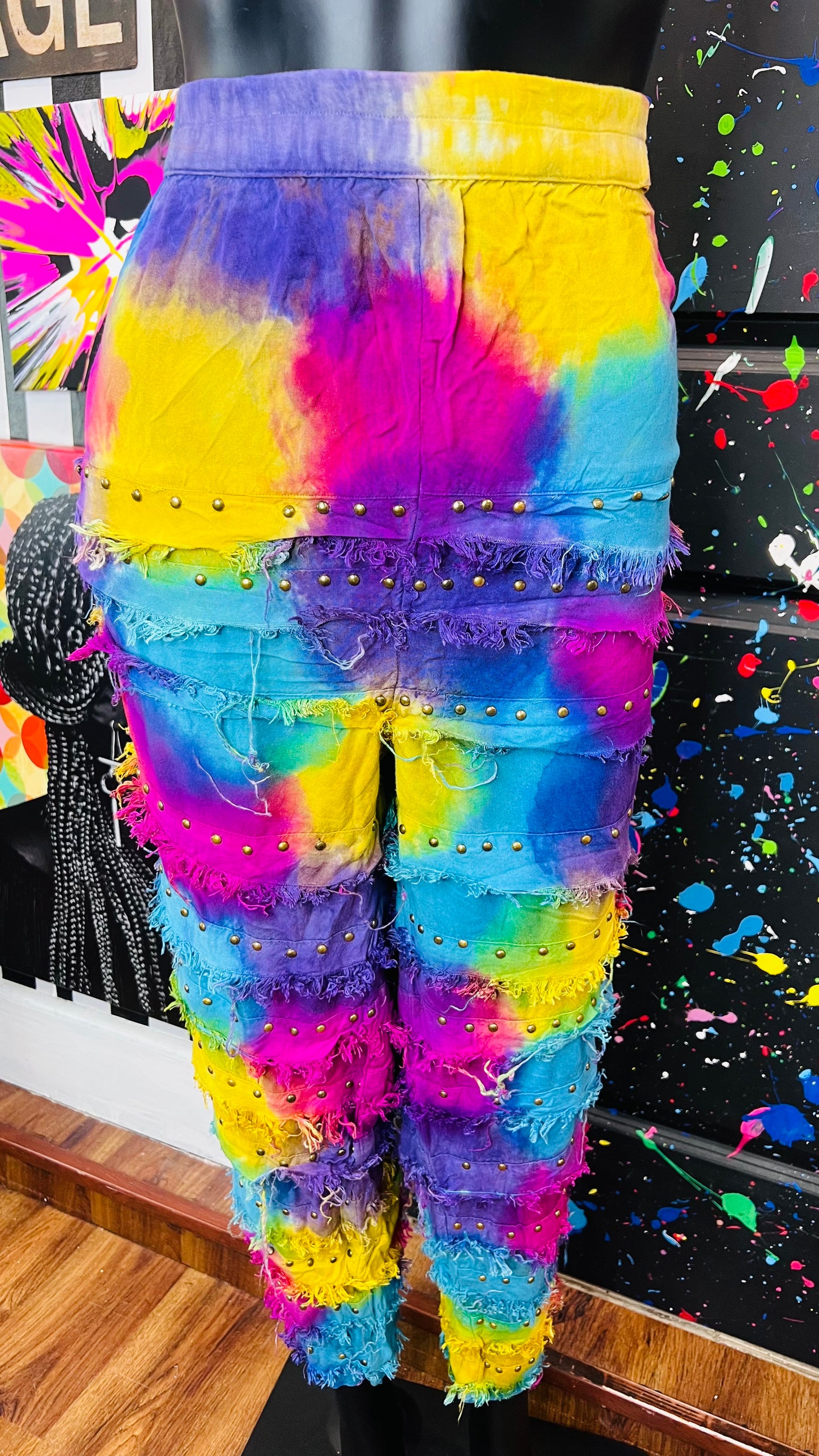 Vintage Rayon Rainbow Studded Pants (12)