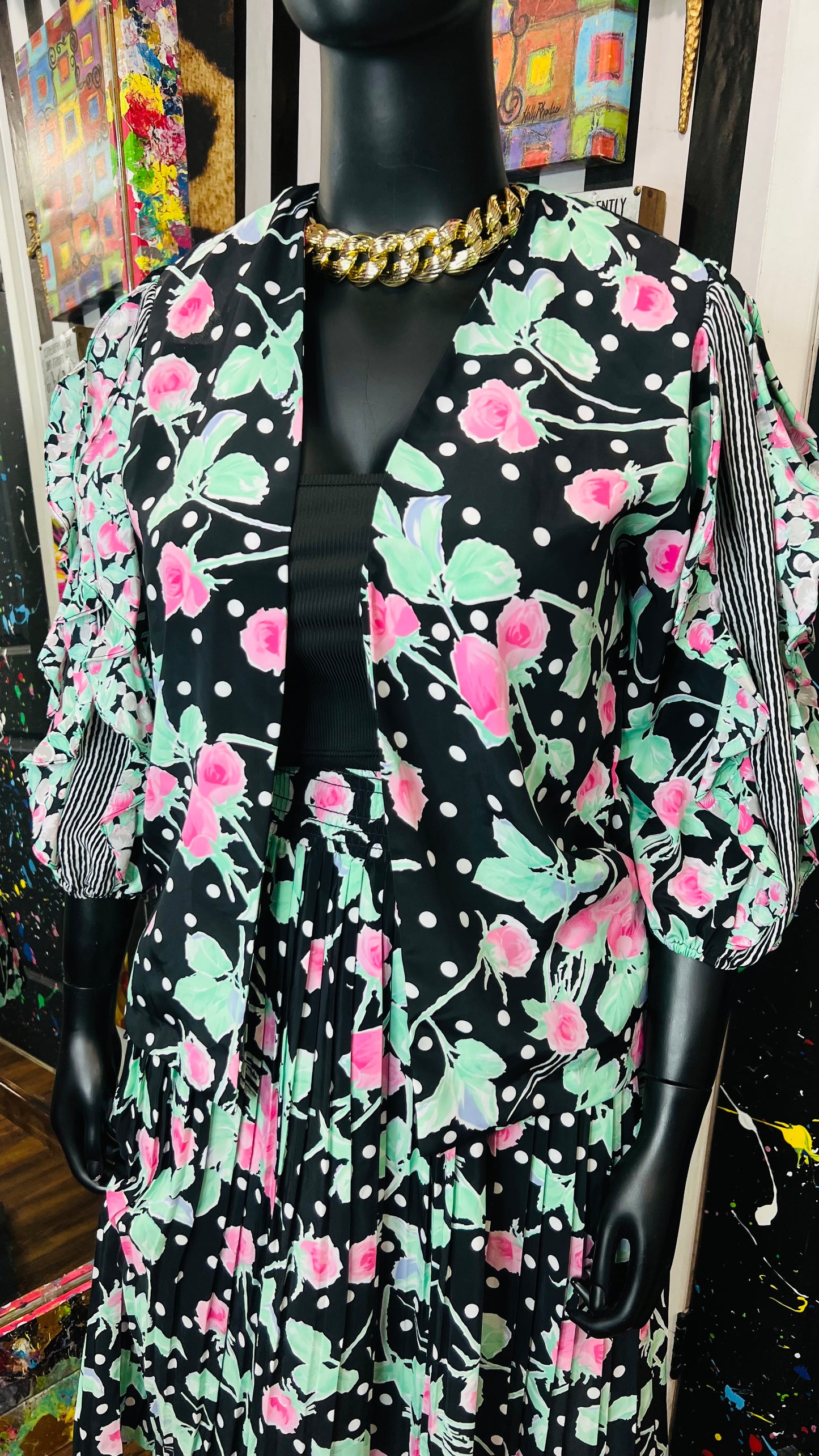 Vintage Polka Dot Blazer & Skirt Set (14)