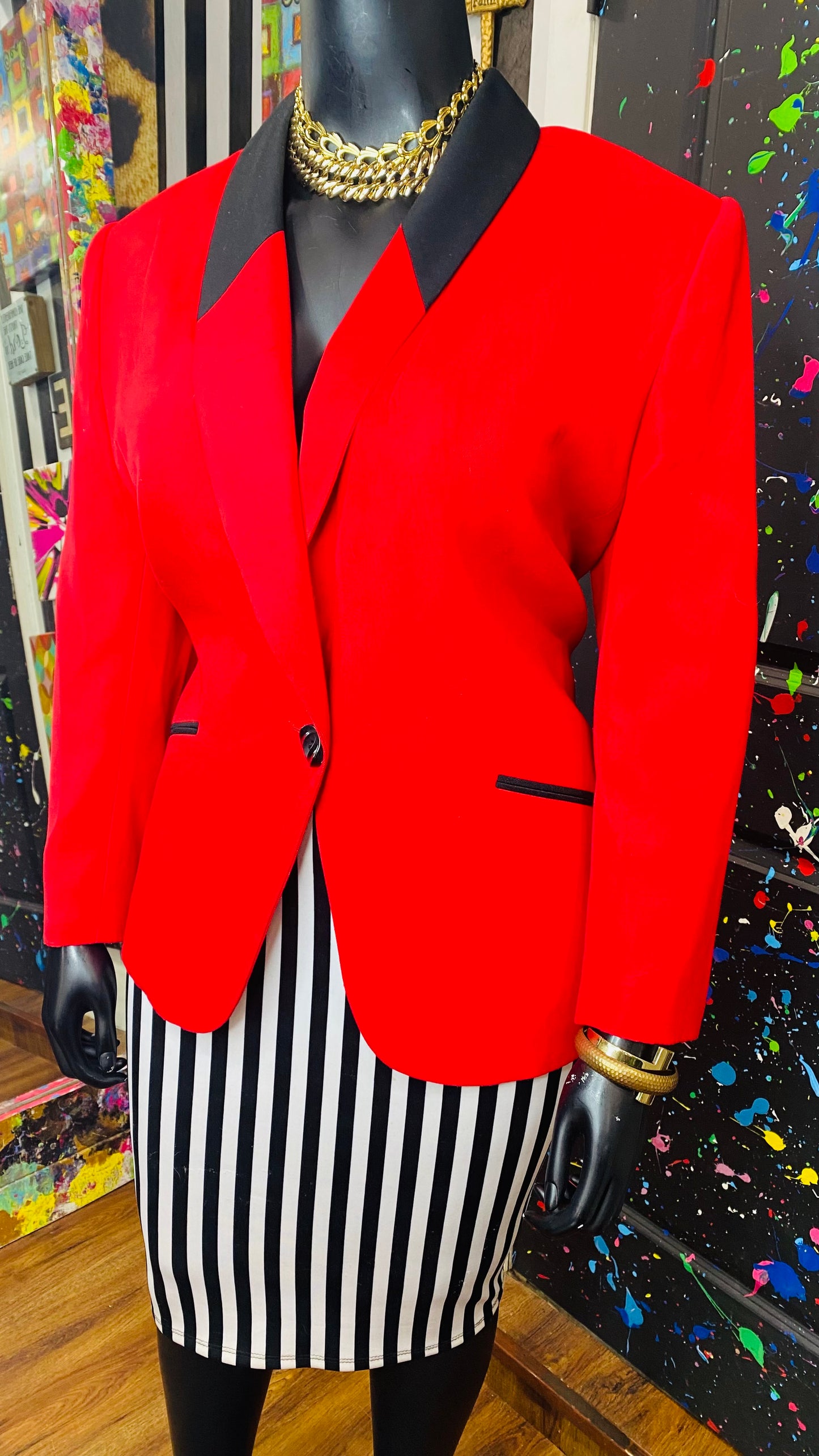 Vintage Red & Black Blazer (20)