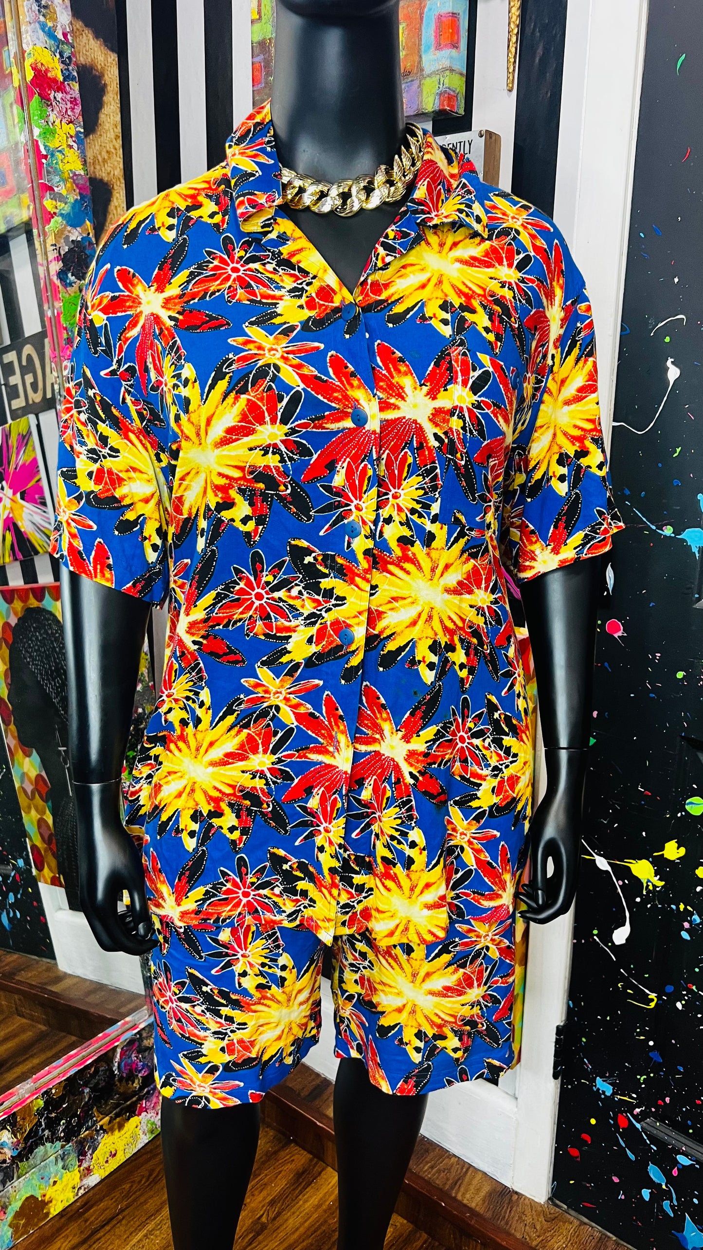 Vintage CM Shapes Blue Floral Short Set (24)