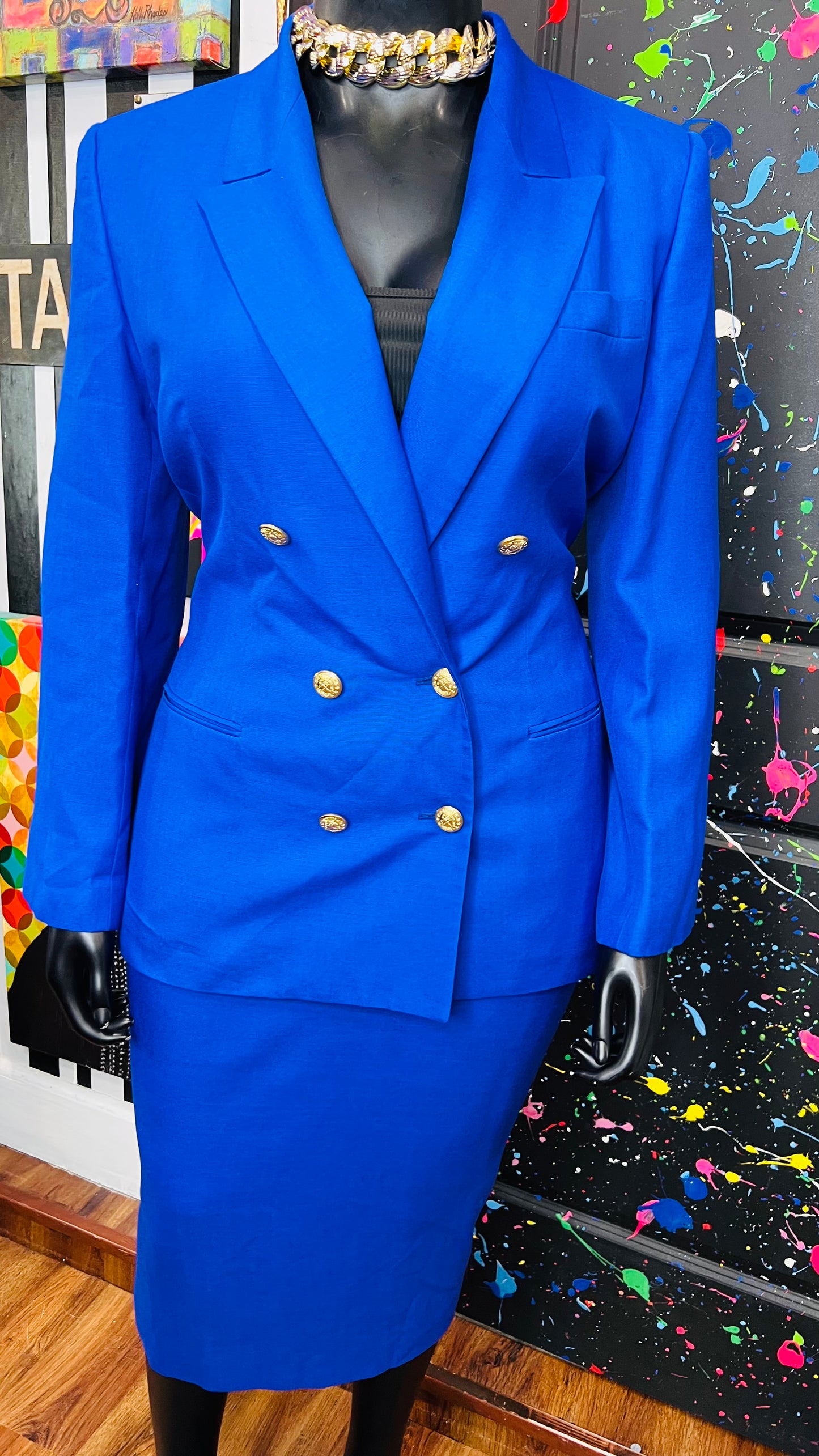 Vintage Cobalt Blue Skirt Suit (16)