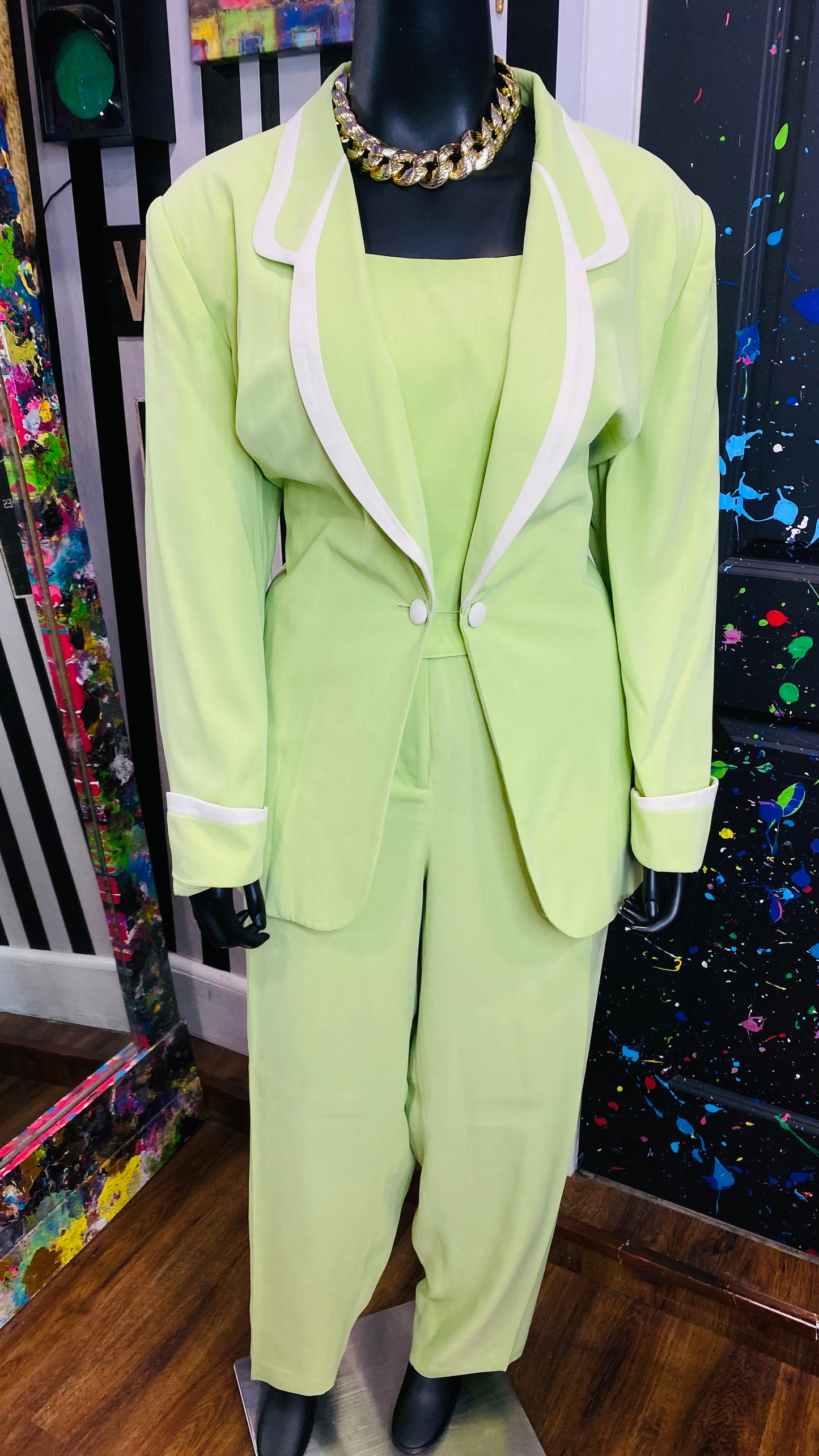 Vintage Soft Green w/ White Trim 3 Piece Set (24)