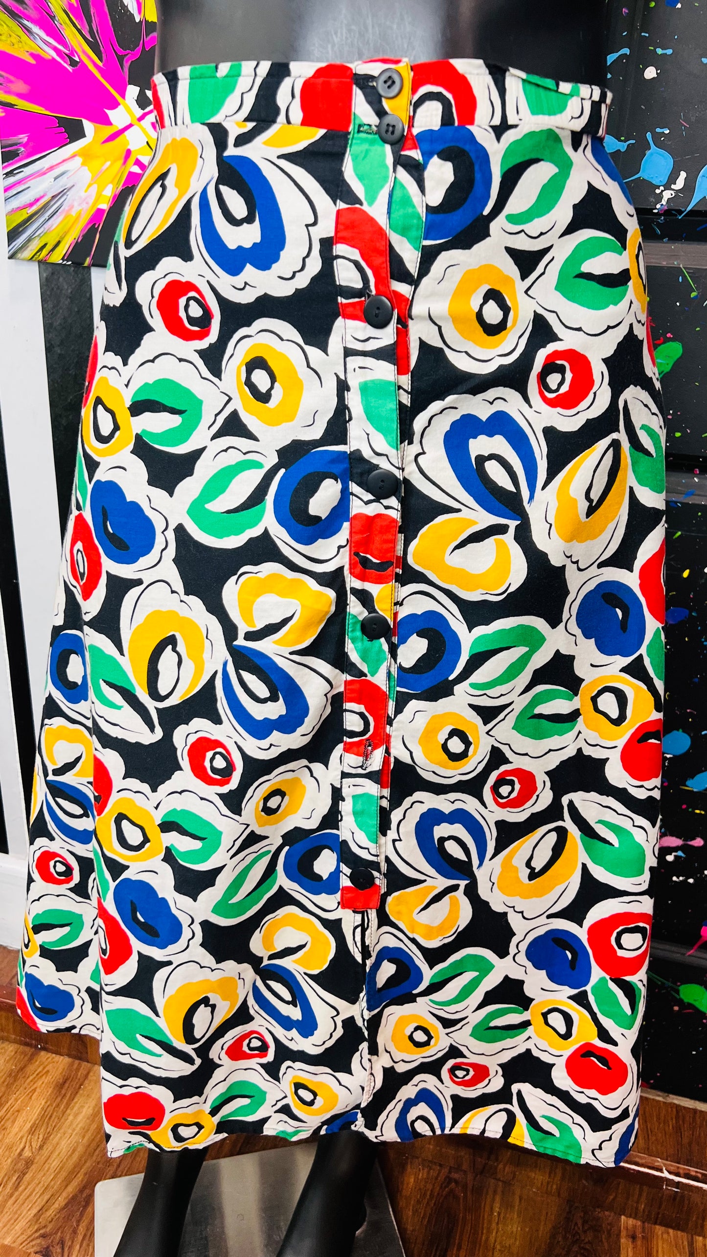 Vintage Color block Abstract Skirt (16)