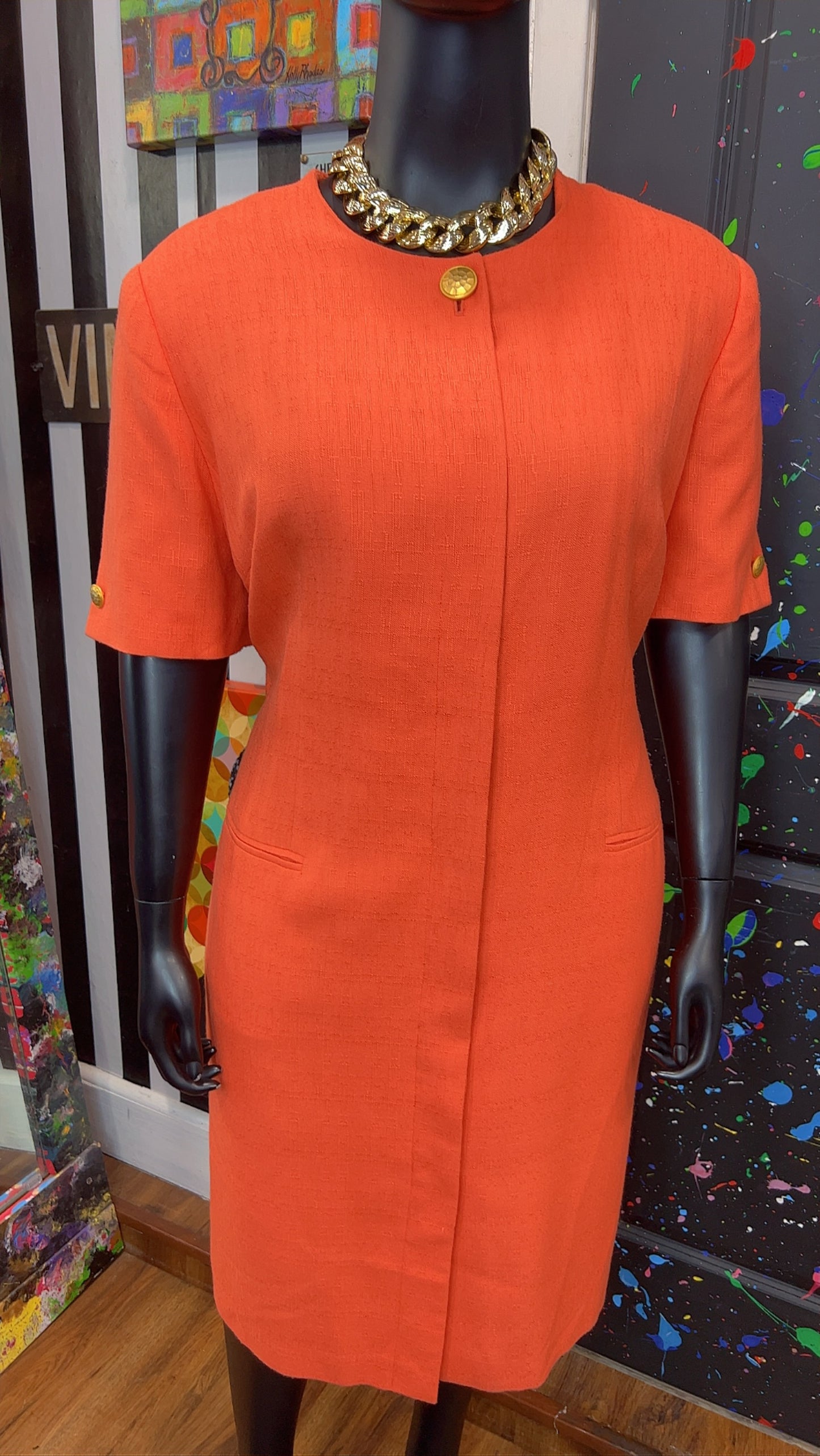 Vintage Peach & Gold Secretary Dress (22/24)