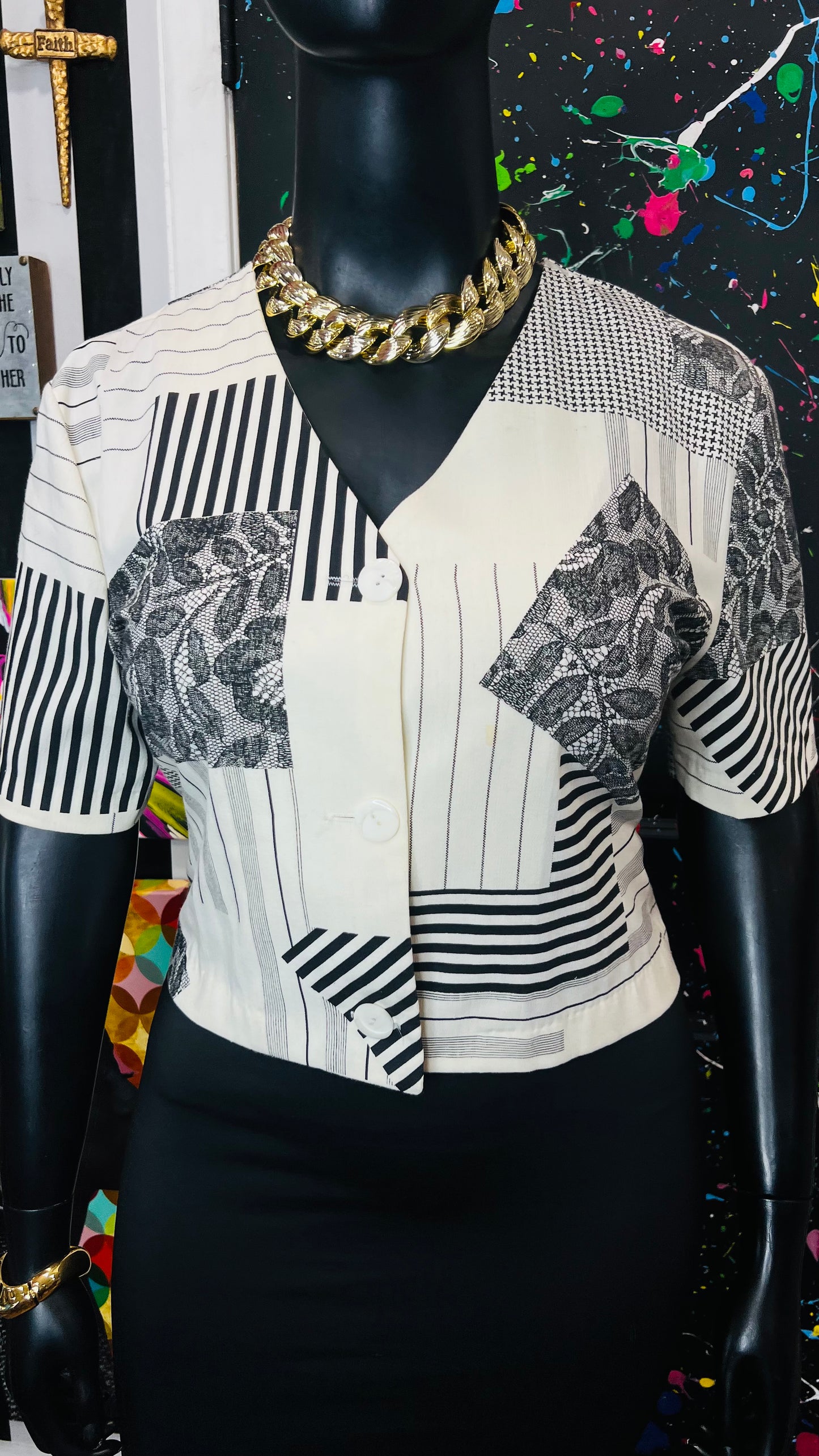 Vintage Cropped Piano Blouse (14)