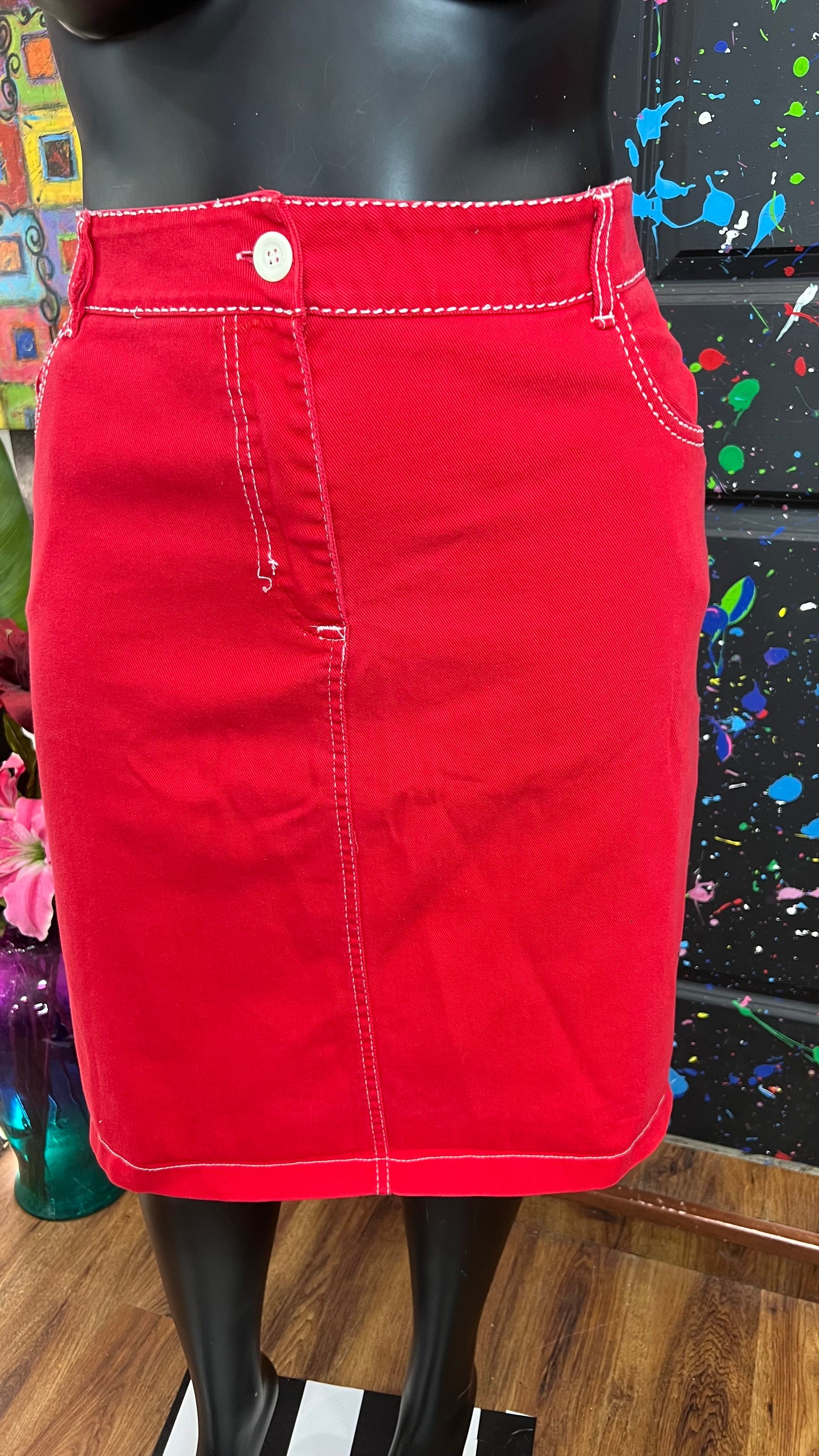 Vintage Gold Flava Red Denim Skirt